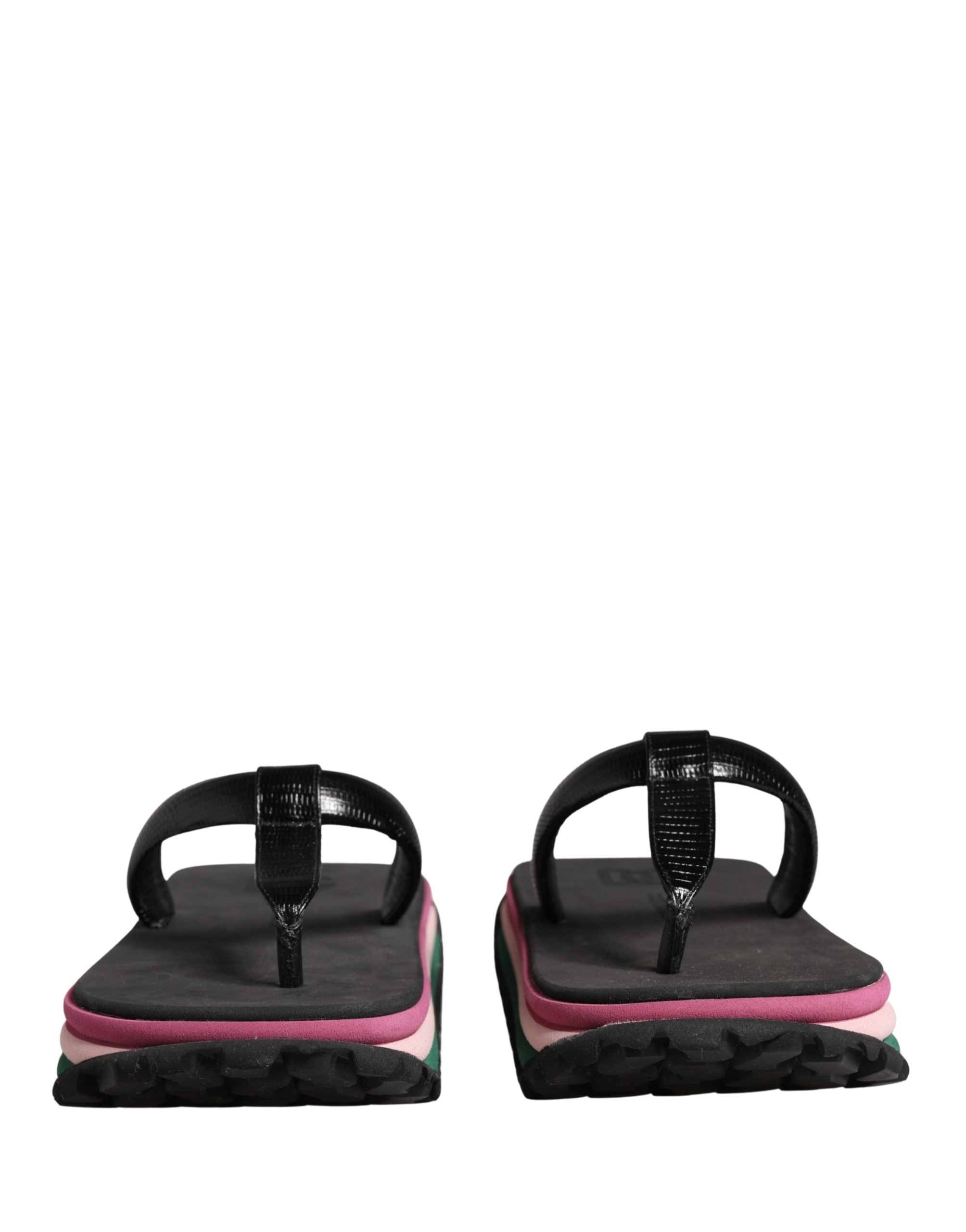 Dolce & Gabbana Multicolor Rubber Chunky Flip Flop Women's Shoes