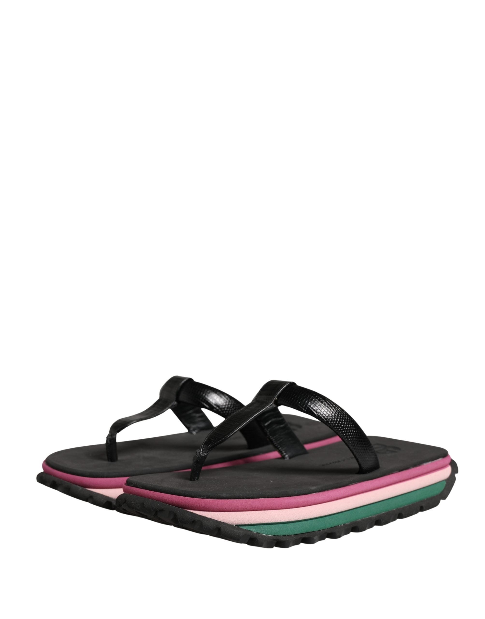 Dolce & Gabbana Multicolor Rubber Chunky Flip Flop Women's Shoes