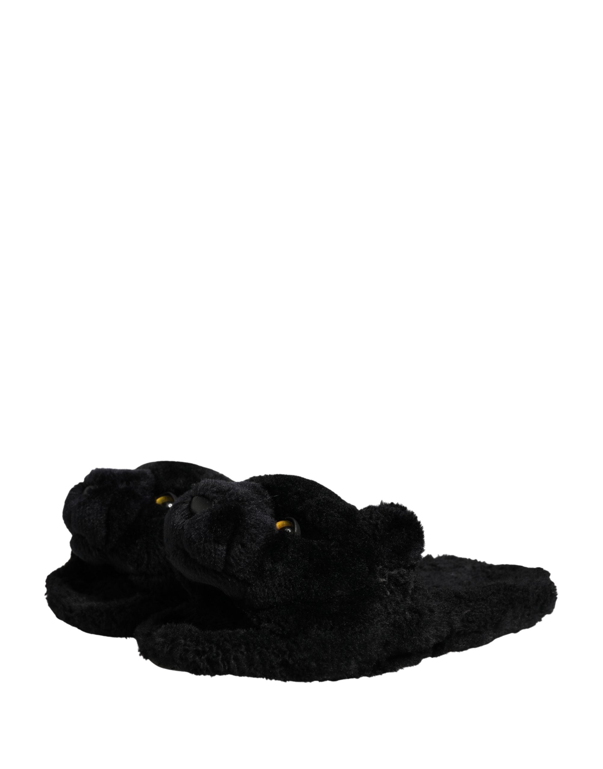 Dolce & Gabbana Black Faux Fur Panther Plush Flat Slides Women's Shoes (Pre-Owned)