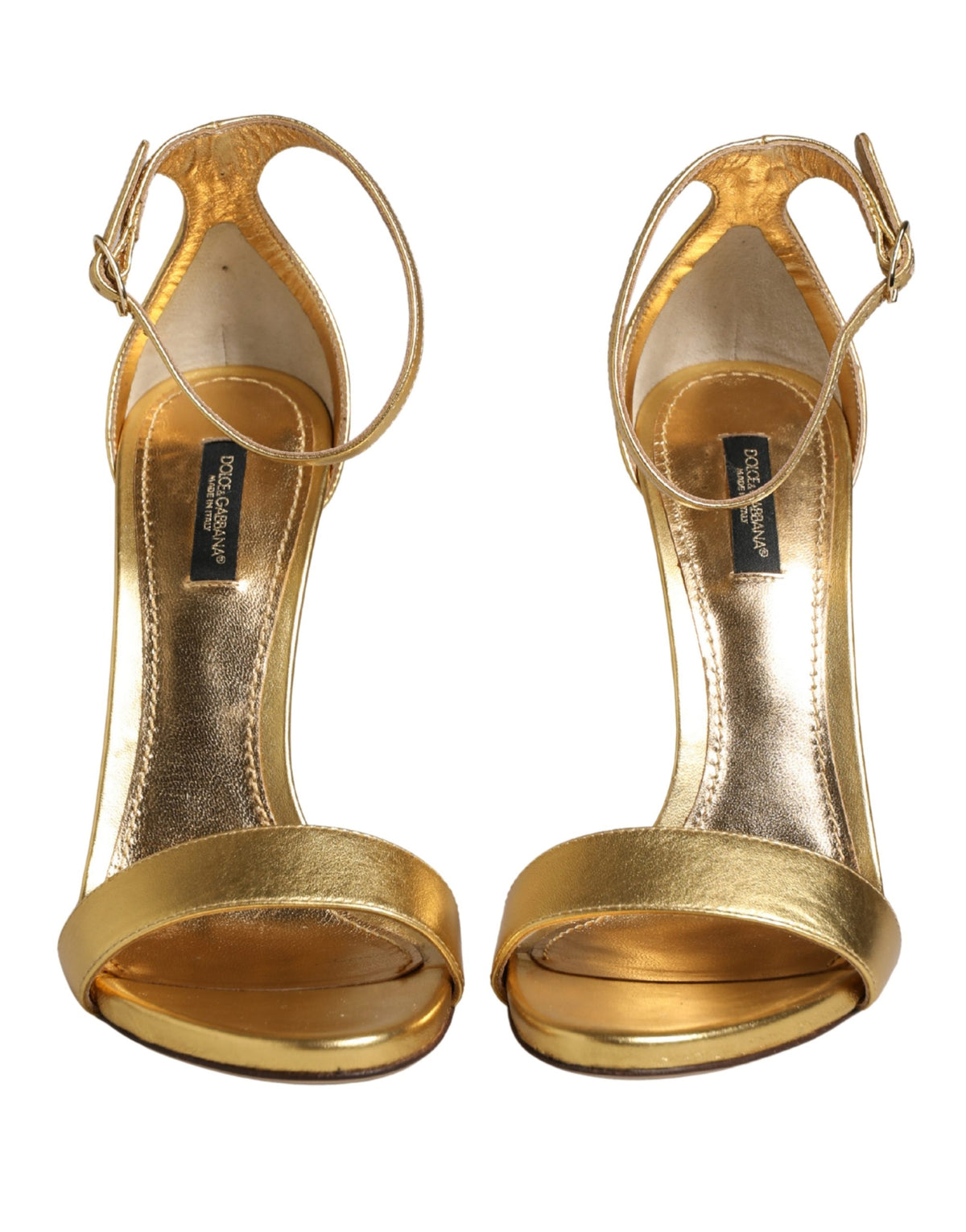 Dolce & Gabbana Gold Leather Keira High Heels Sandals Women's Shoes (Pre-Owned)
