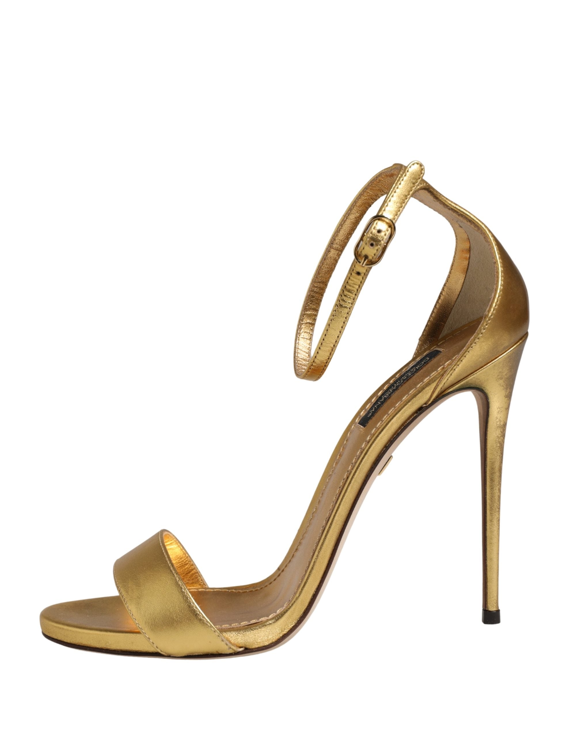 Dolce & Gabbana Gold Leather Keira High Heels Sandals Women's Shoes (Pre-Owned)