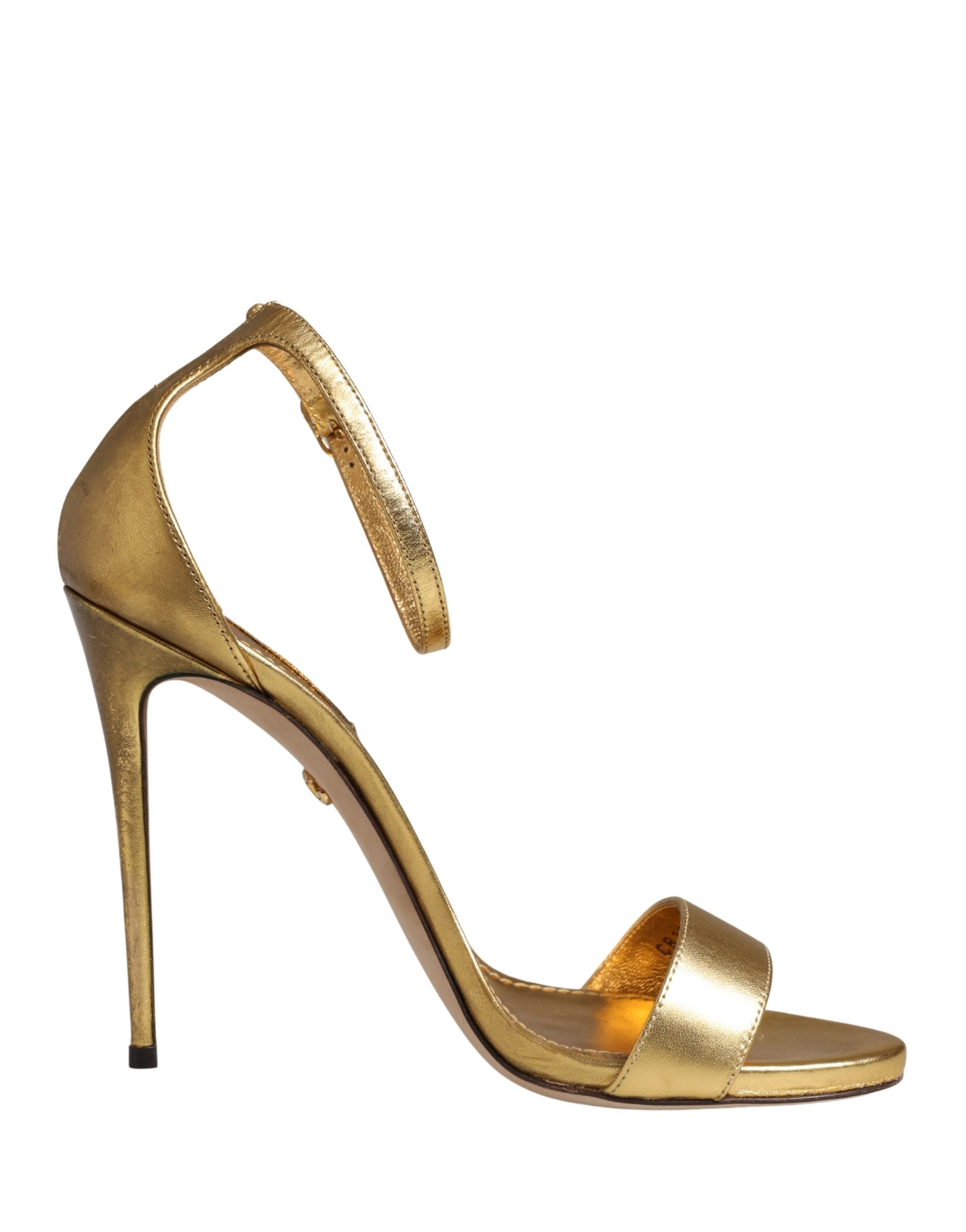 Dolce & Gabbana Gold Leather Keira High Heels Sandals Women's Shoes (Pre-Owned)