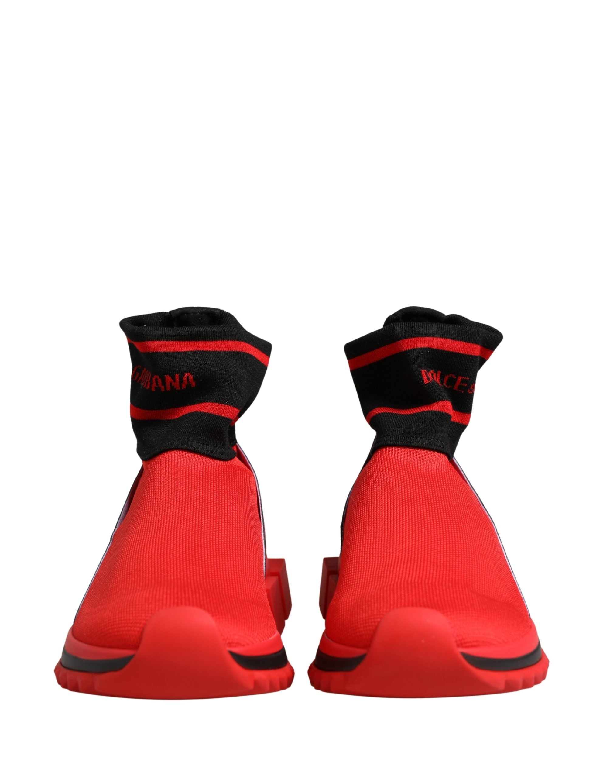 Dolce & Gabbana Red Black Sorrento Socks Sneakers Women's Shoes