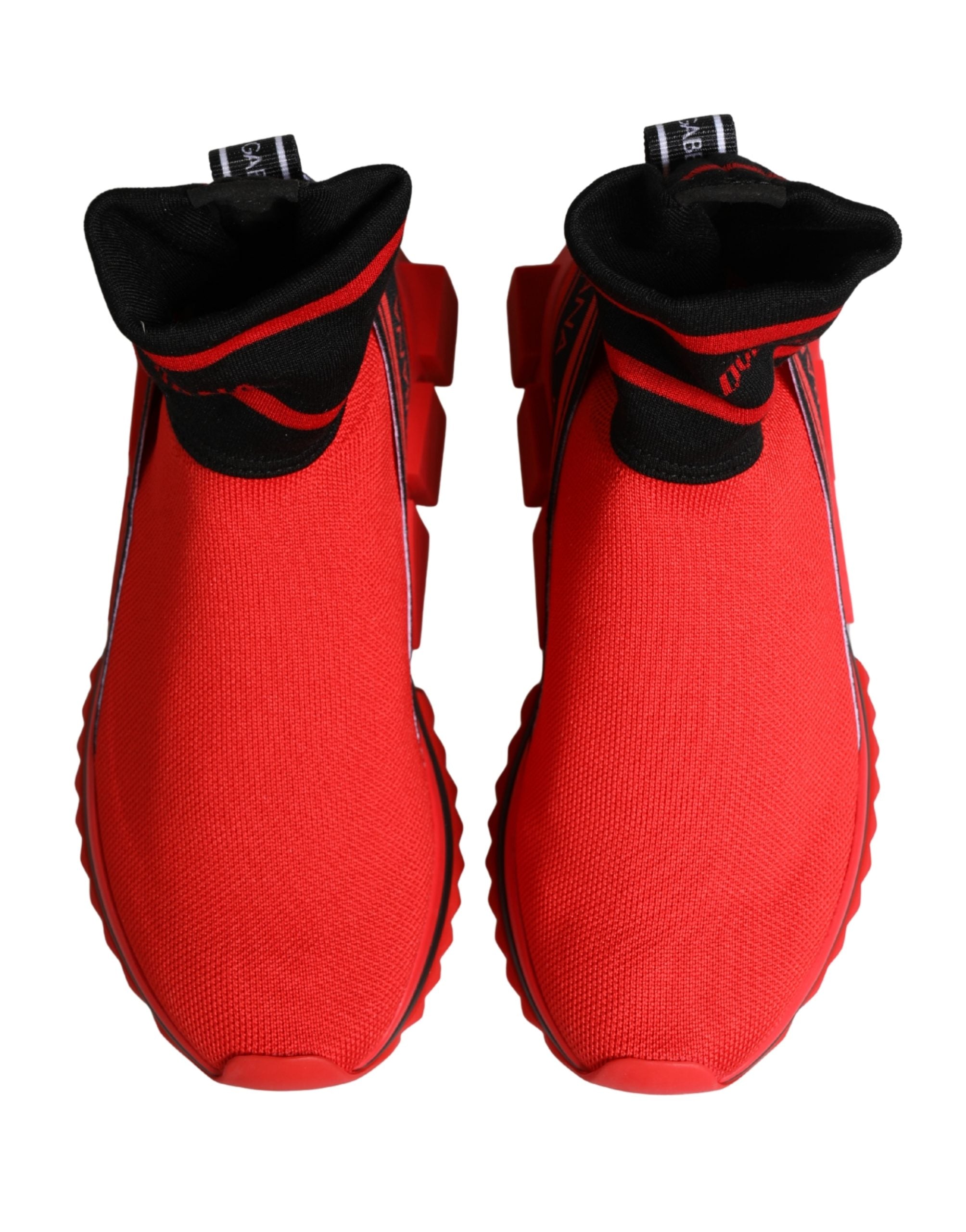 Dolce & Gabbana Red Black Sorrento Socks Sneakers Women's Shoes