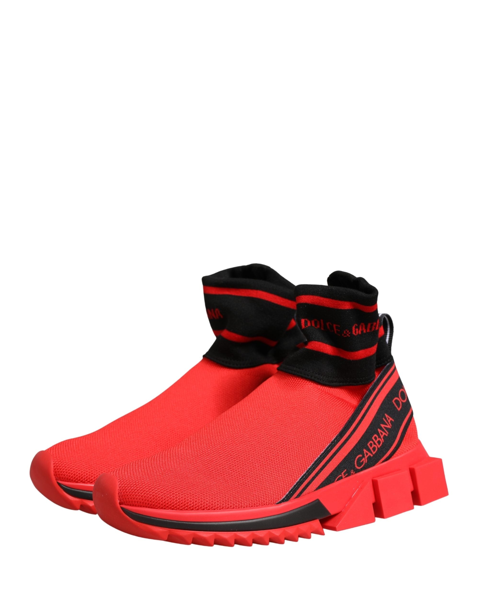 Dolce & Gabbana Red Black Sorrento Socks Sneakers Women's Shoes