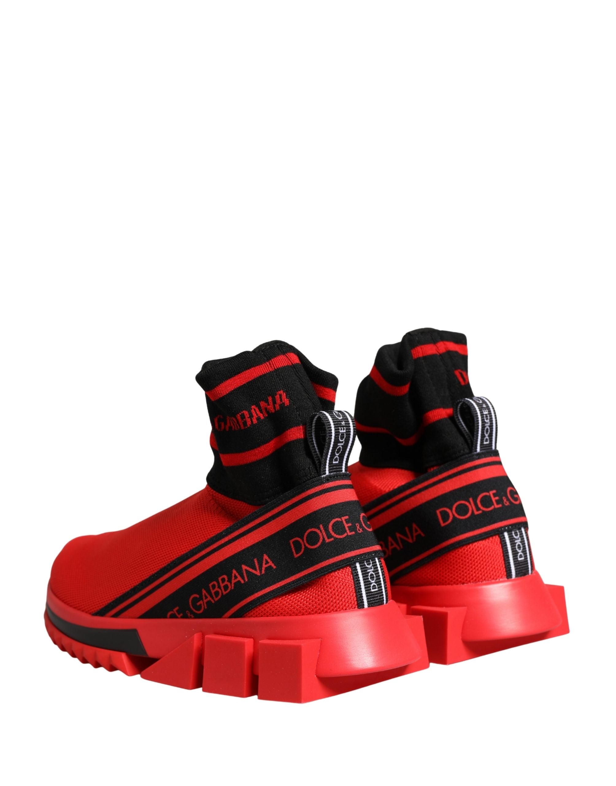 Dolce & Gabbana Red Black Sorrento Socks Sneakers Women's Shoes