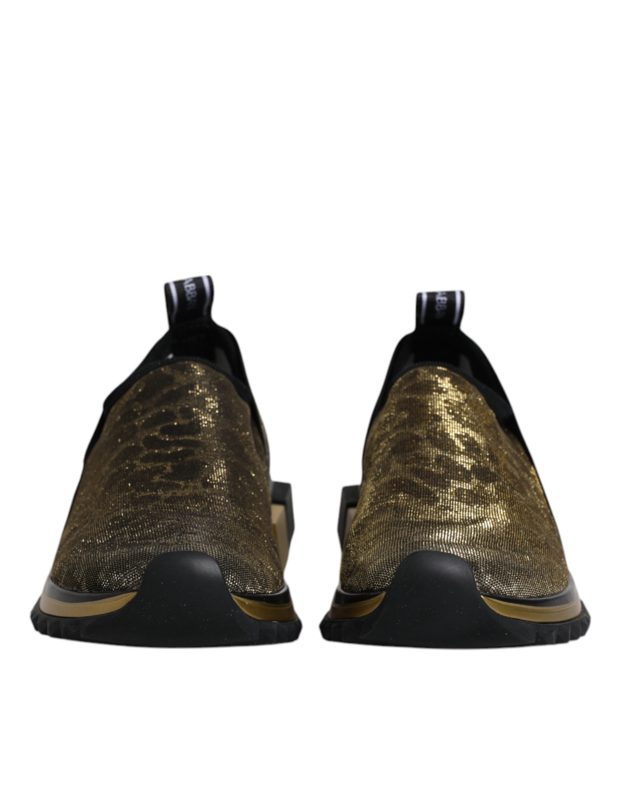 Dolce & Gabbana Gold Glitter Leopard Sorrento Sneakers Women's Shoes