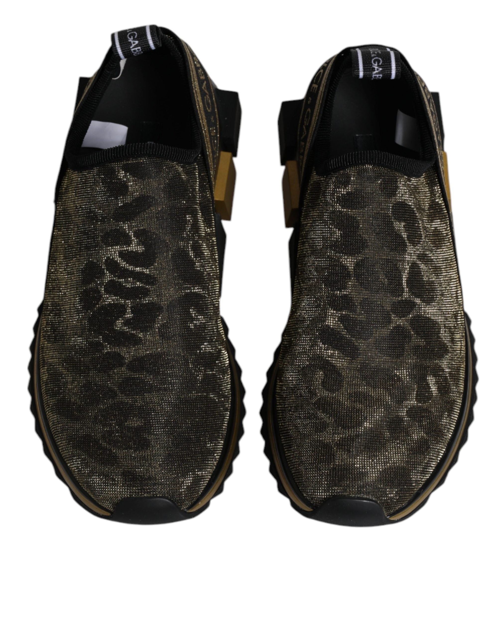 Dolce & Gabbana Gold Glitter Leopard Sorrento Sneakers Women's Shoes