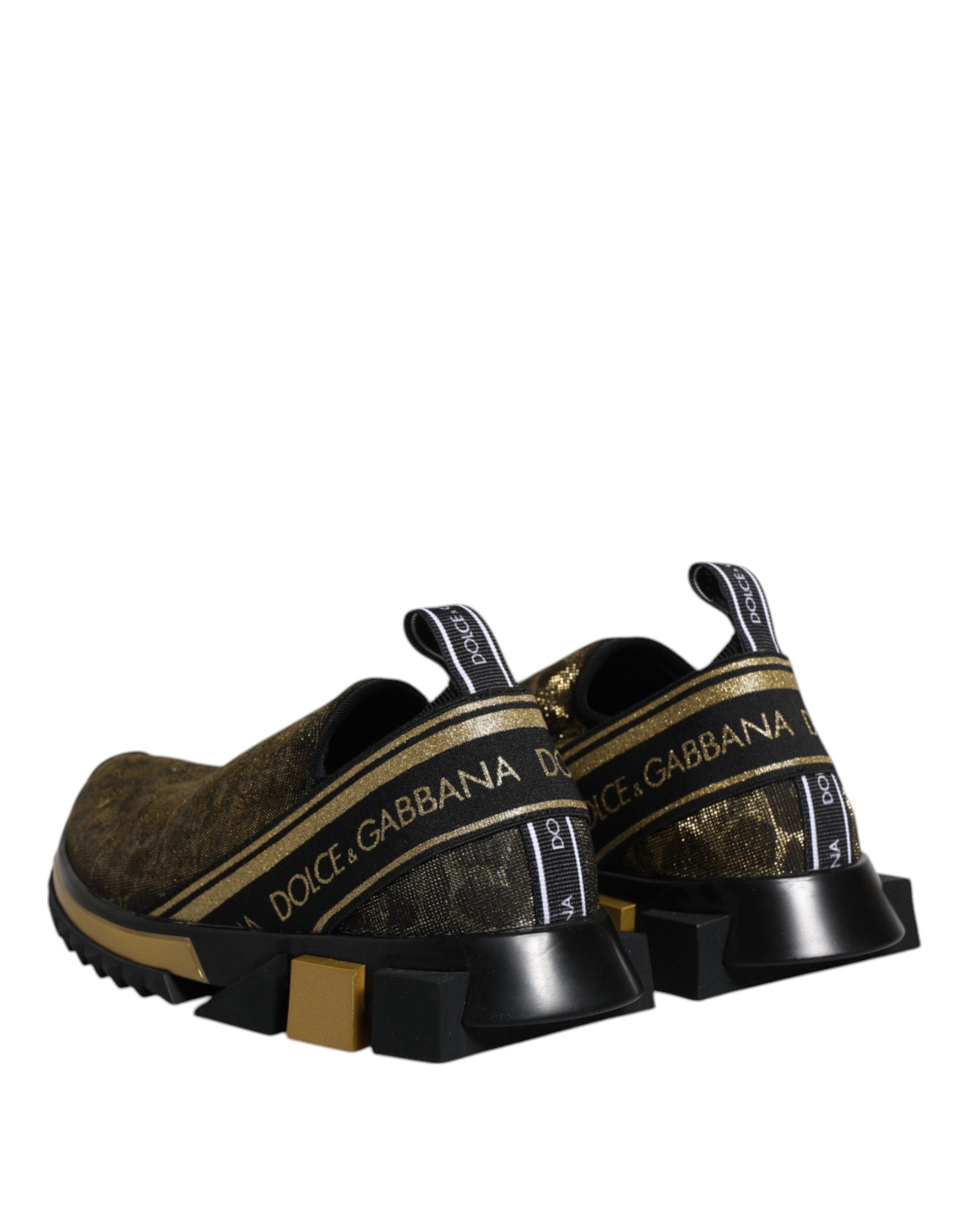 Dolce & Gabbana Gold Glitter Leopard Sorrento Sneakers Women's Shoes