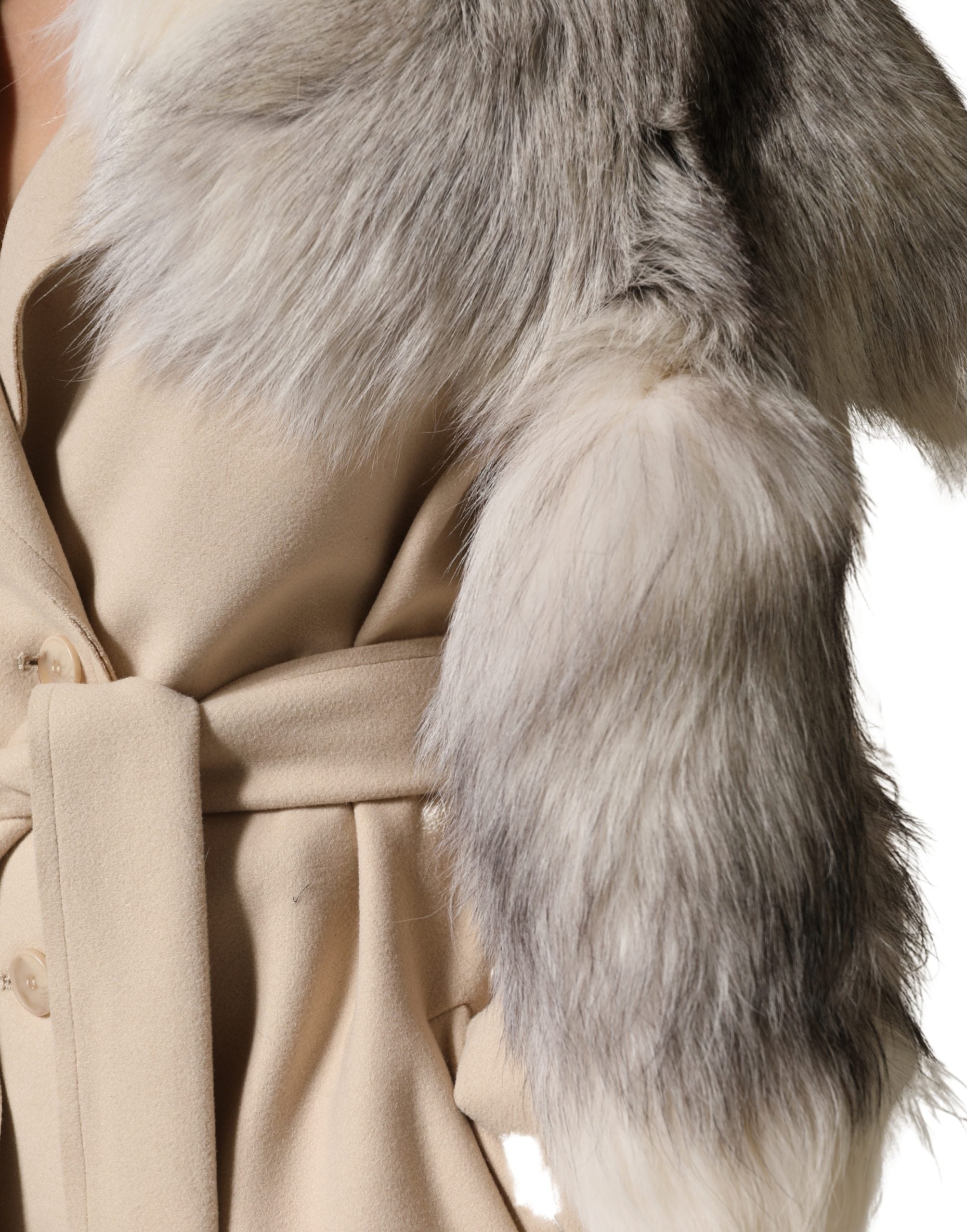 Dolce & Gabbana White Fox Fur Neck Wrap Warmer Winter Women's Scarf