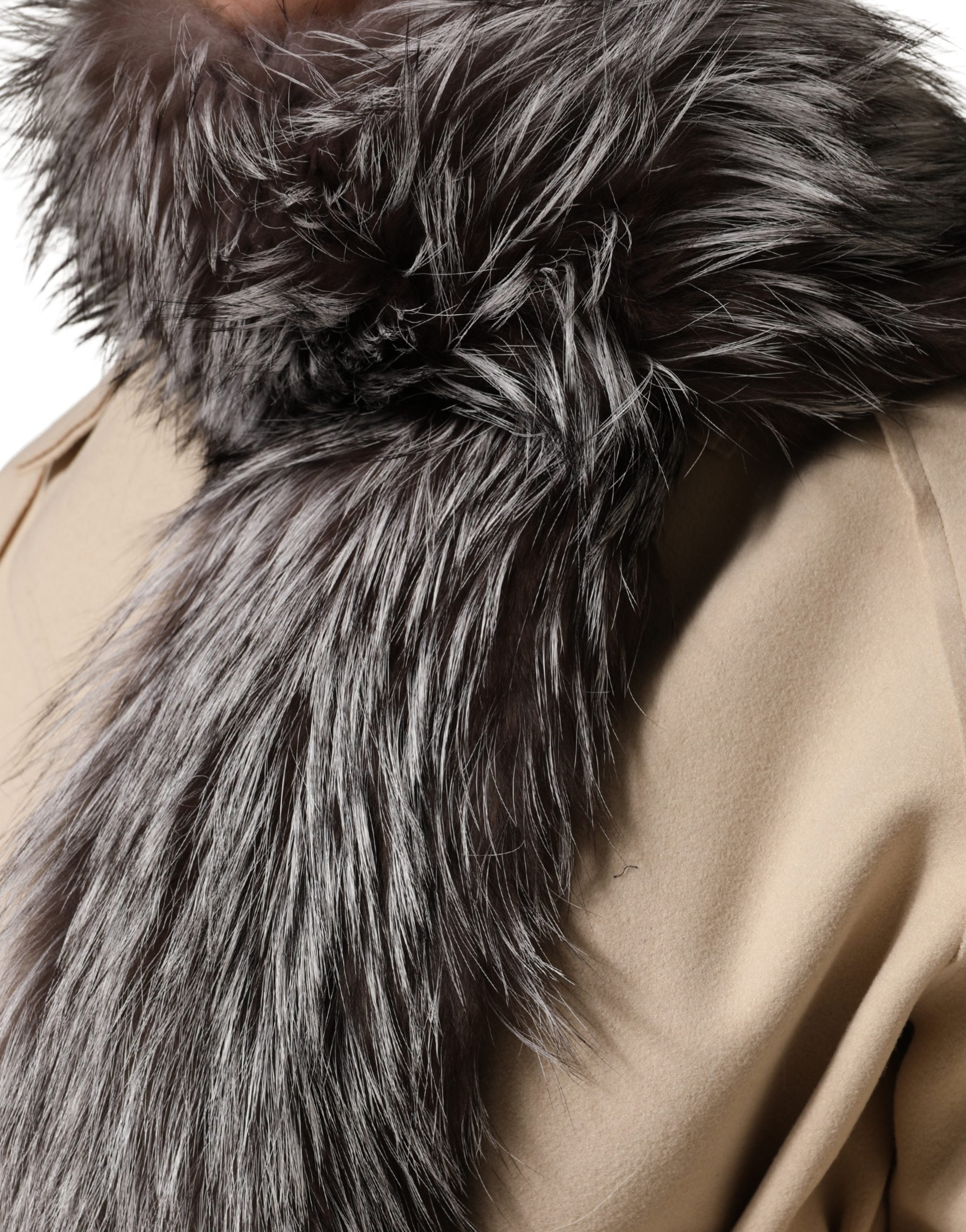 Dolce & Gabbana Gray Fox Fur Neck Wrap Warmer Winter Women's Scarf