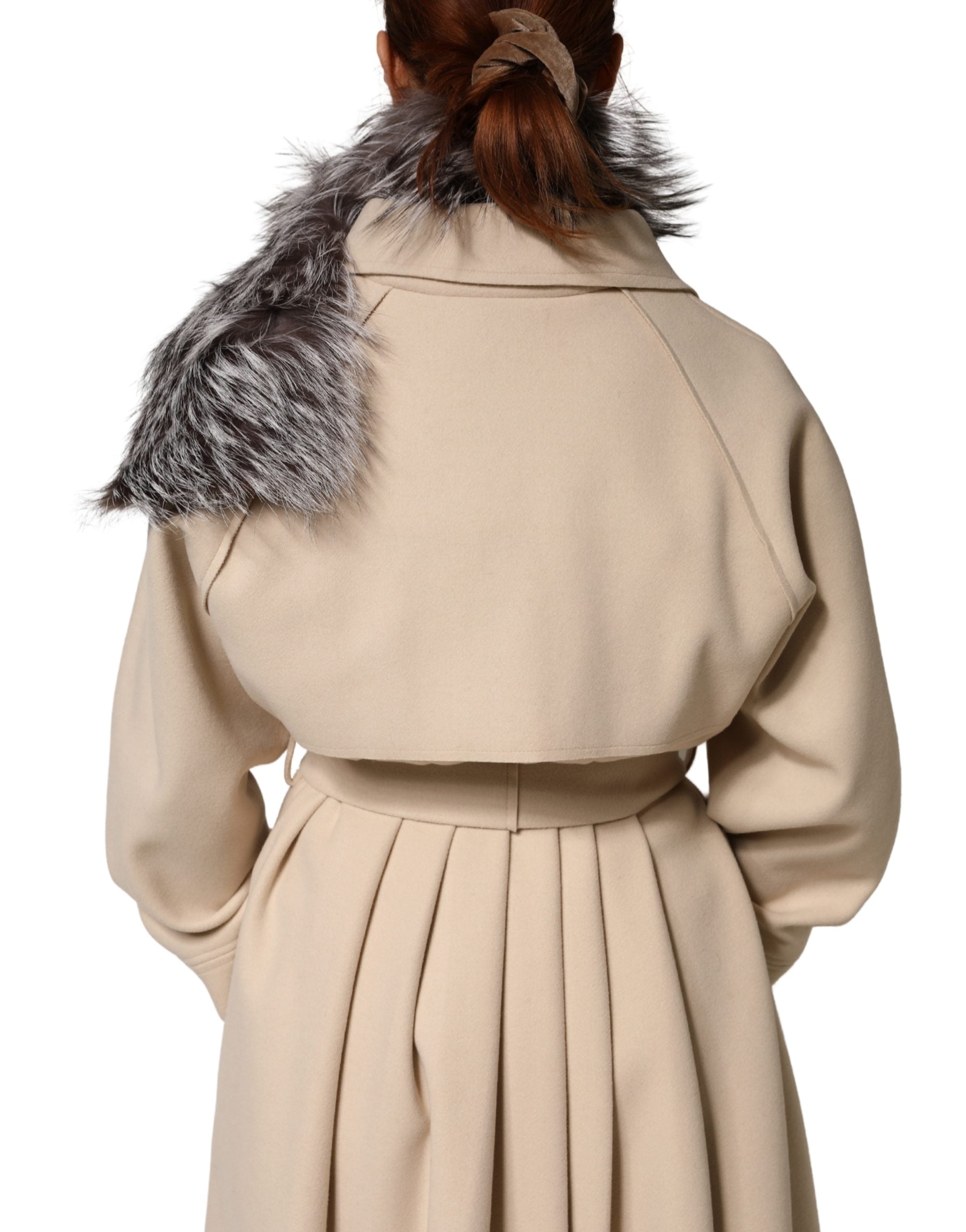 Dolce & Gabbana Gray Fox Fur Neck Wrap Warmer Winter Women's Scarf