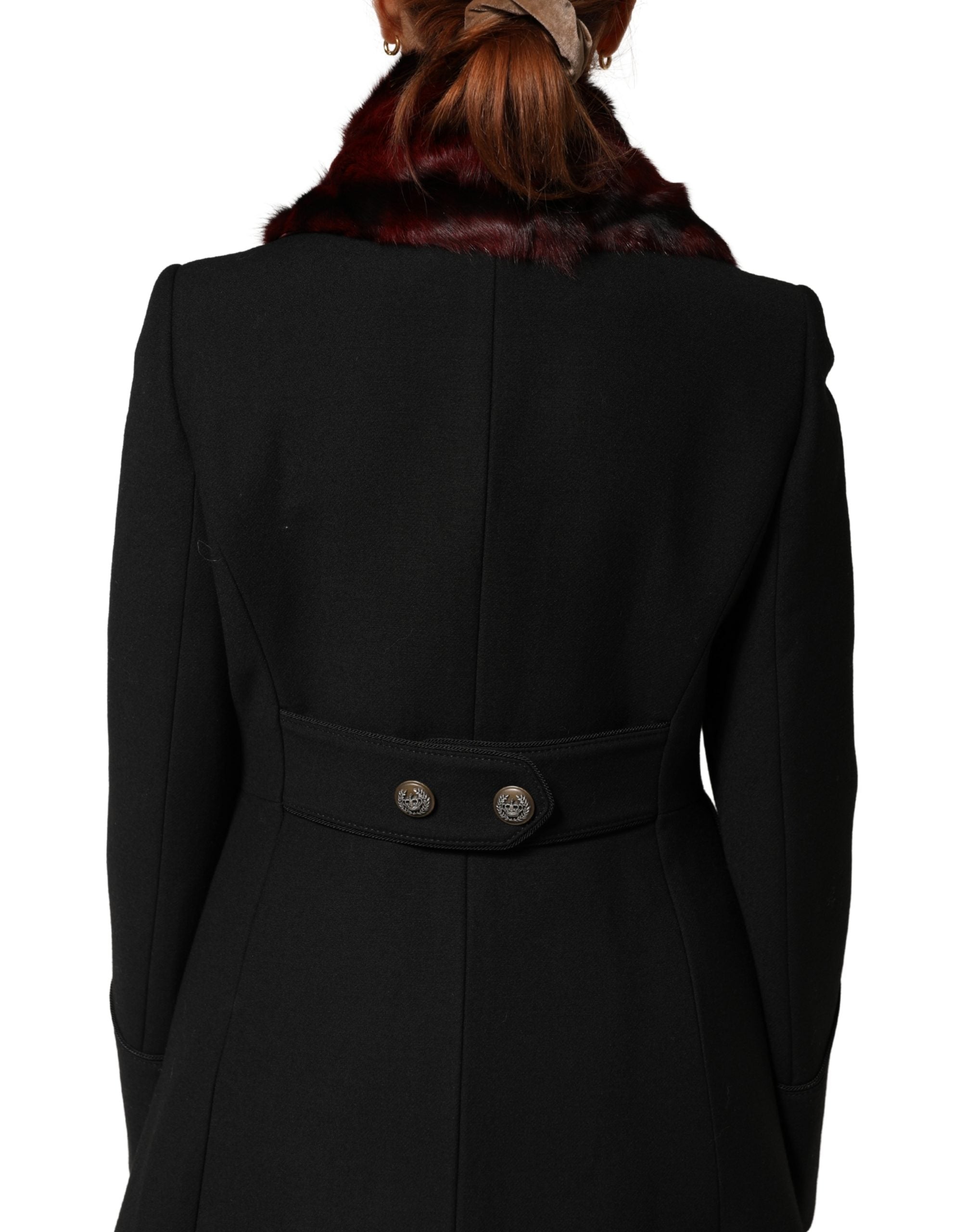 Dolce & Gabbana Black Red Stripe Fur Shawl Neck Wrap Women's Scarf