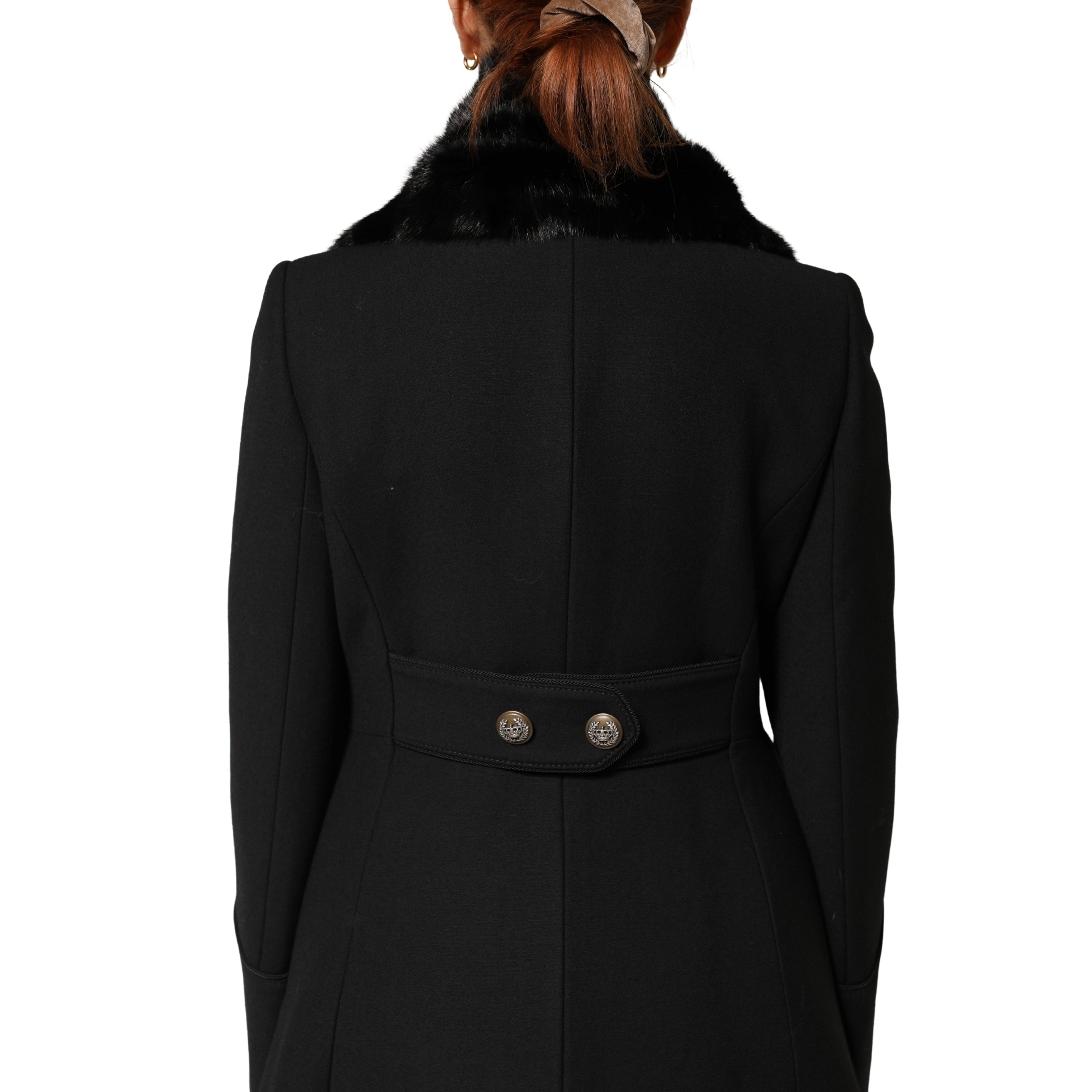 Dolce & Gabbana Black Fur Shawl Neck Wrap Cover Collar Women's Scarf