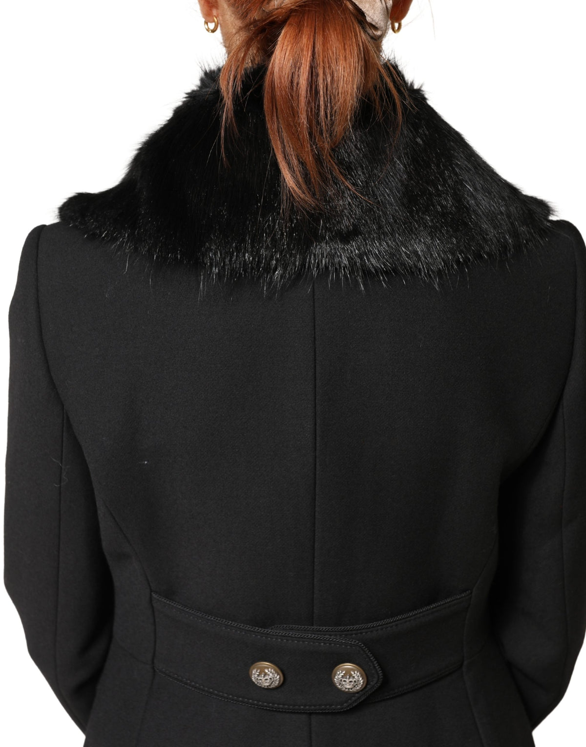 Dolce & Gabbana Black Fur Shawl Neck Wrap Cover Collar Women's Scarf