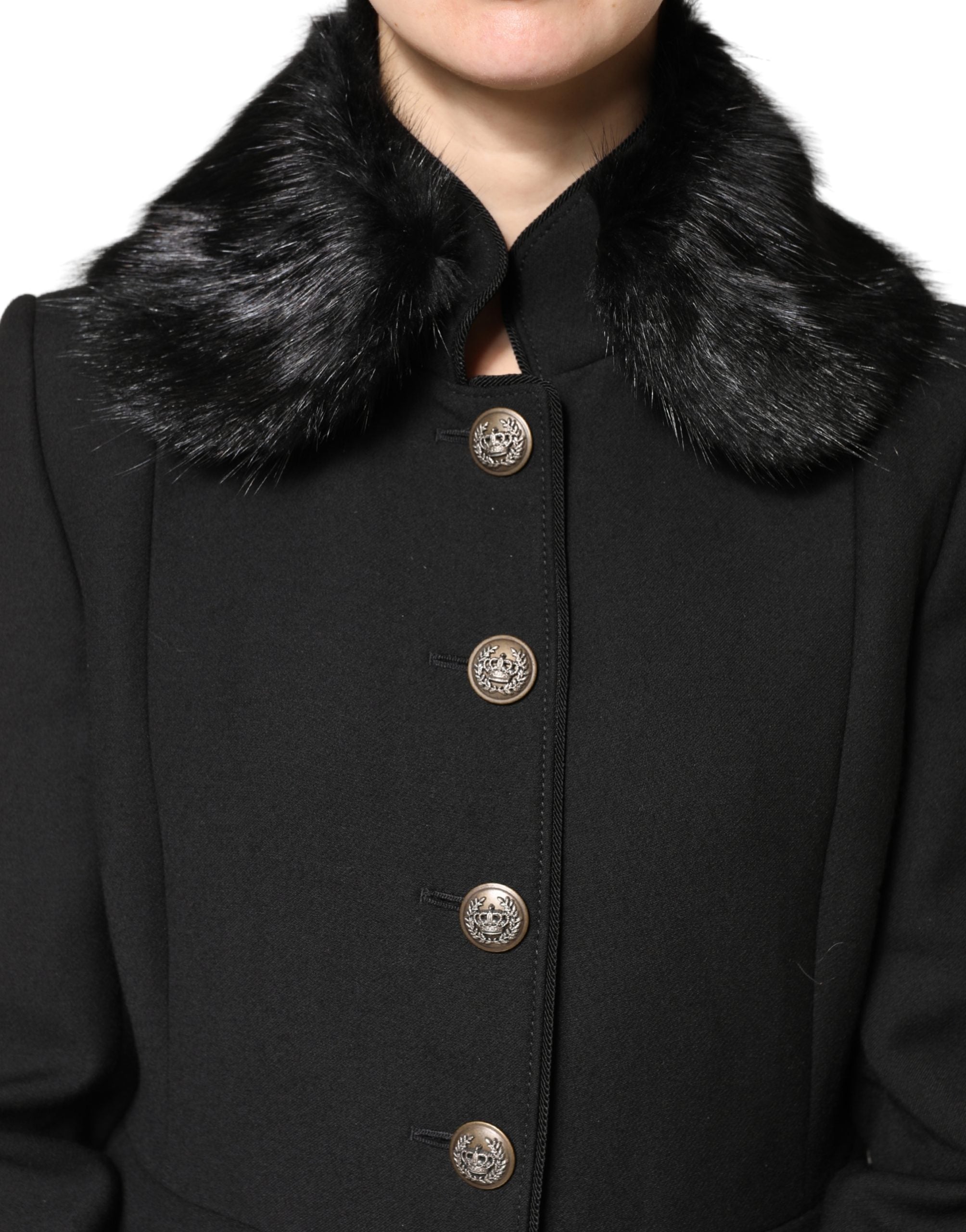 Dolce & Gabbana Black Fur Shawl Neck Wrap Cover Collar Women's Scarf