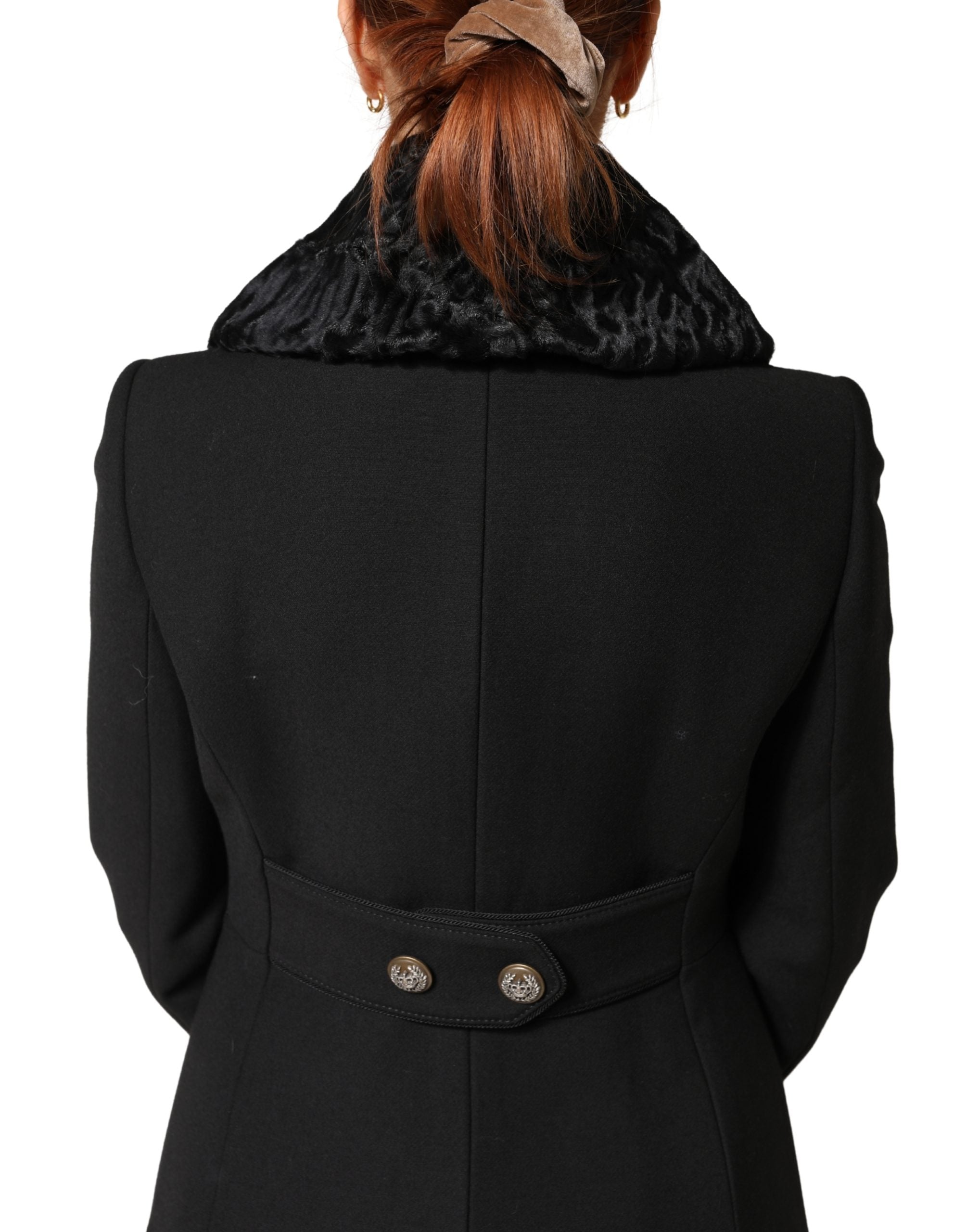 Dolce & Gabbana Black Lamb Fur Women Neck Warmer Winter Women's Scarf