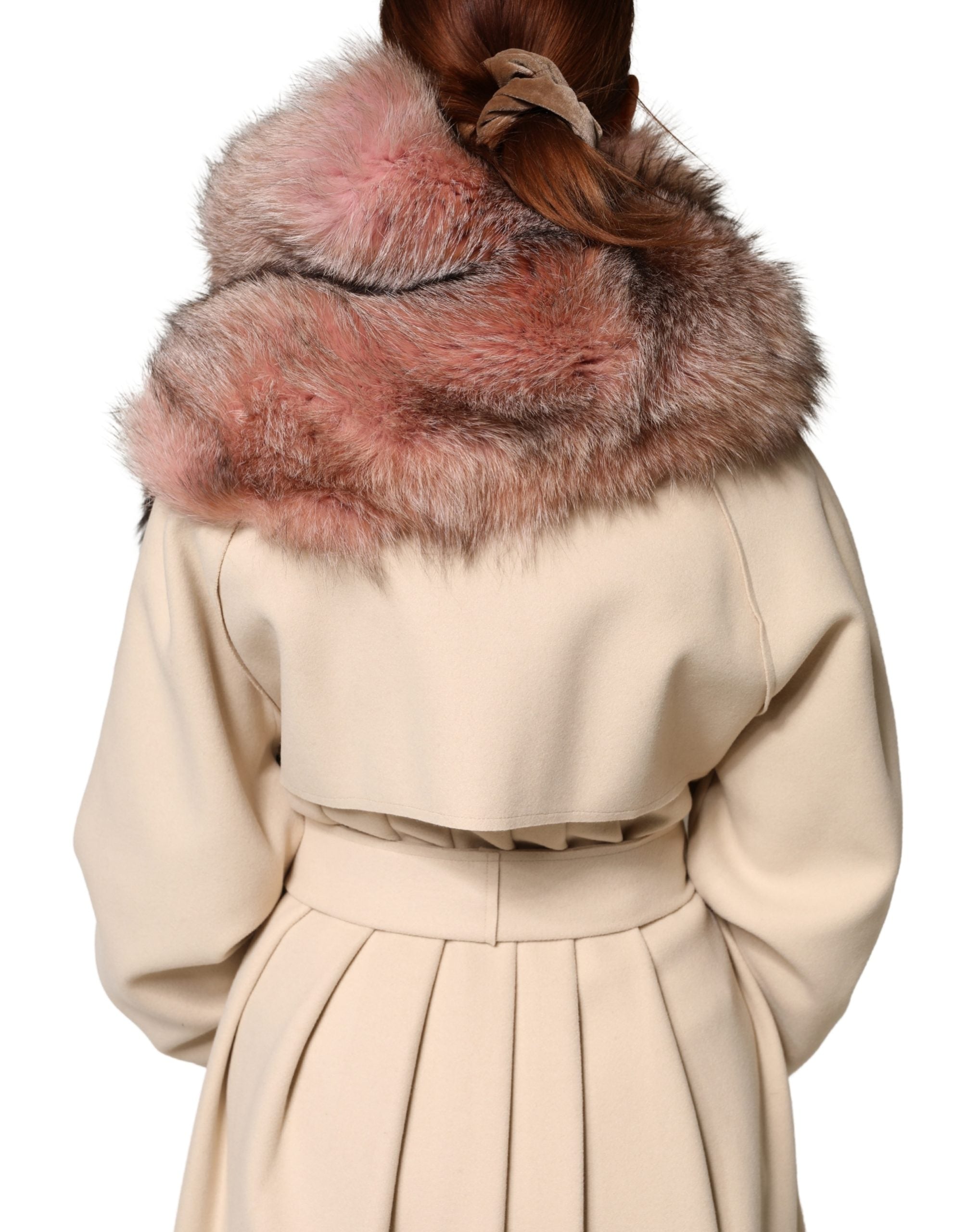 Dolce & Gabbana Pink Frost Fox Fur Neck Warmer Winter Women's Scarf