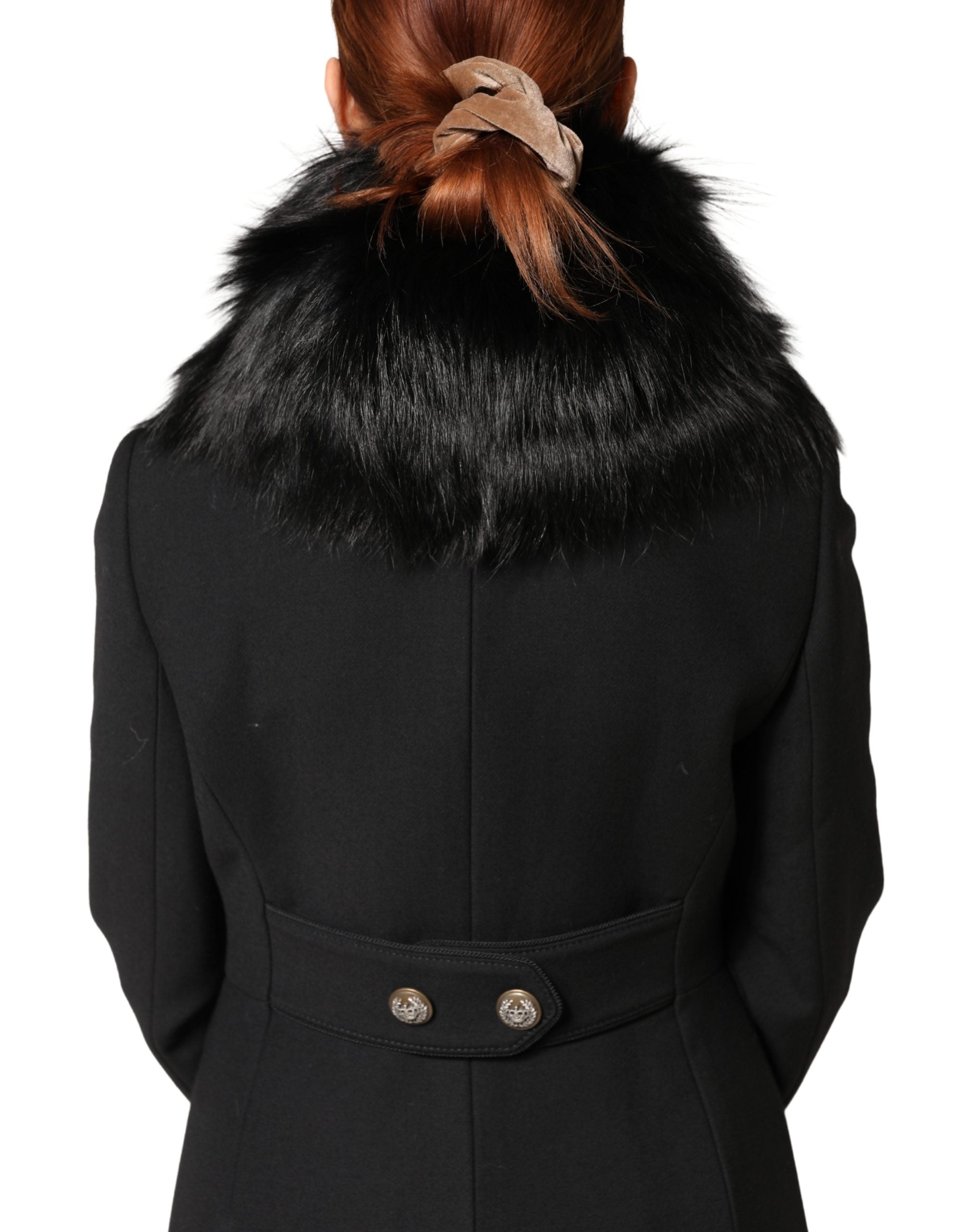 Dolce & Gabbana Black Fur Shoulder Collar Wrap Shawl Women's Scarf