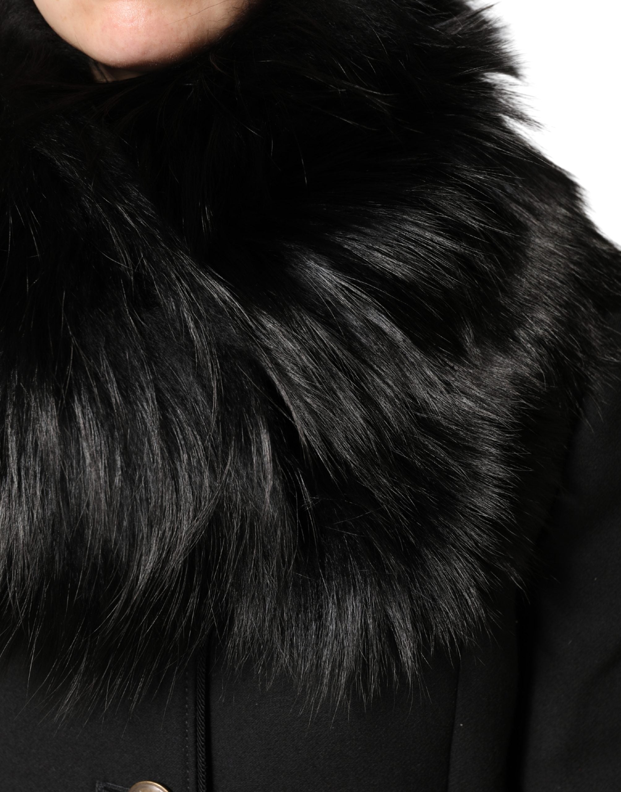 Dolce & Gabbana Black Fur Shoulder Collar Wrap Shawl Women's Scarf
