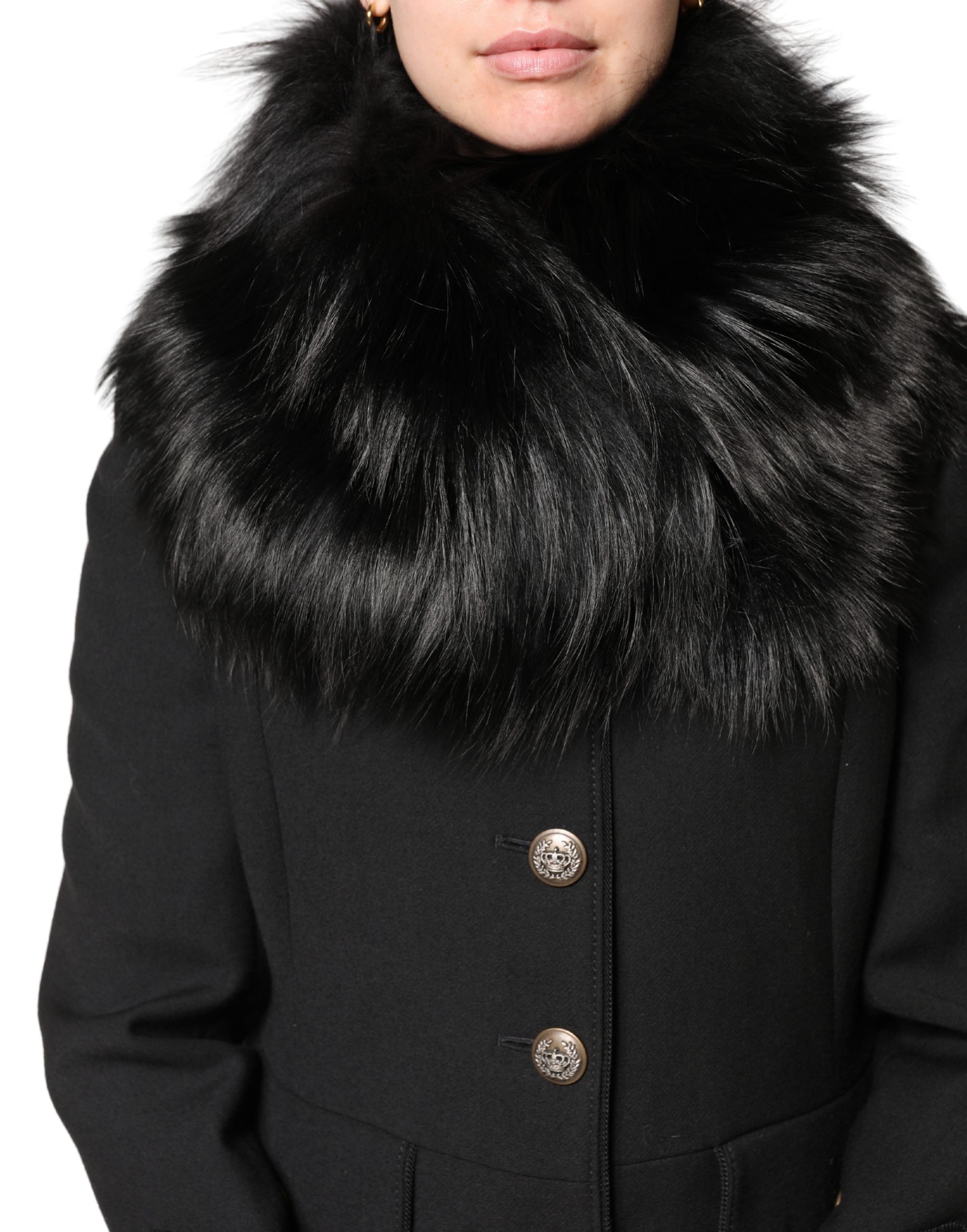 Dolce & Gabbana Black Fur Shoulder Collar Wrap Shawl Women's Scarf