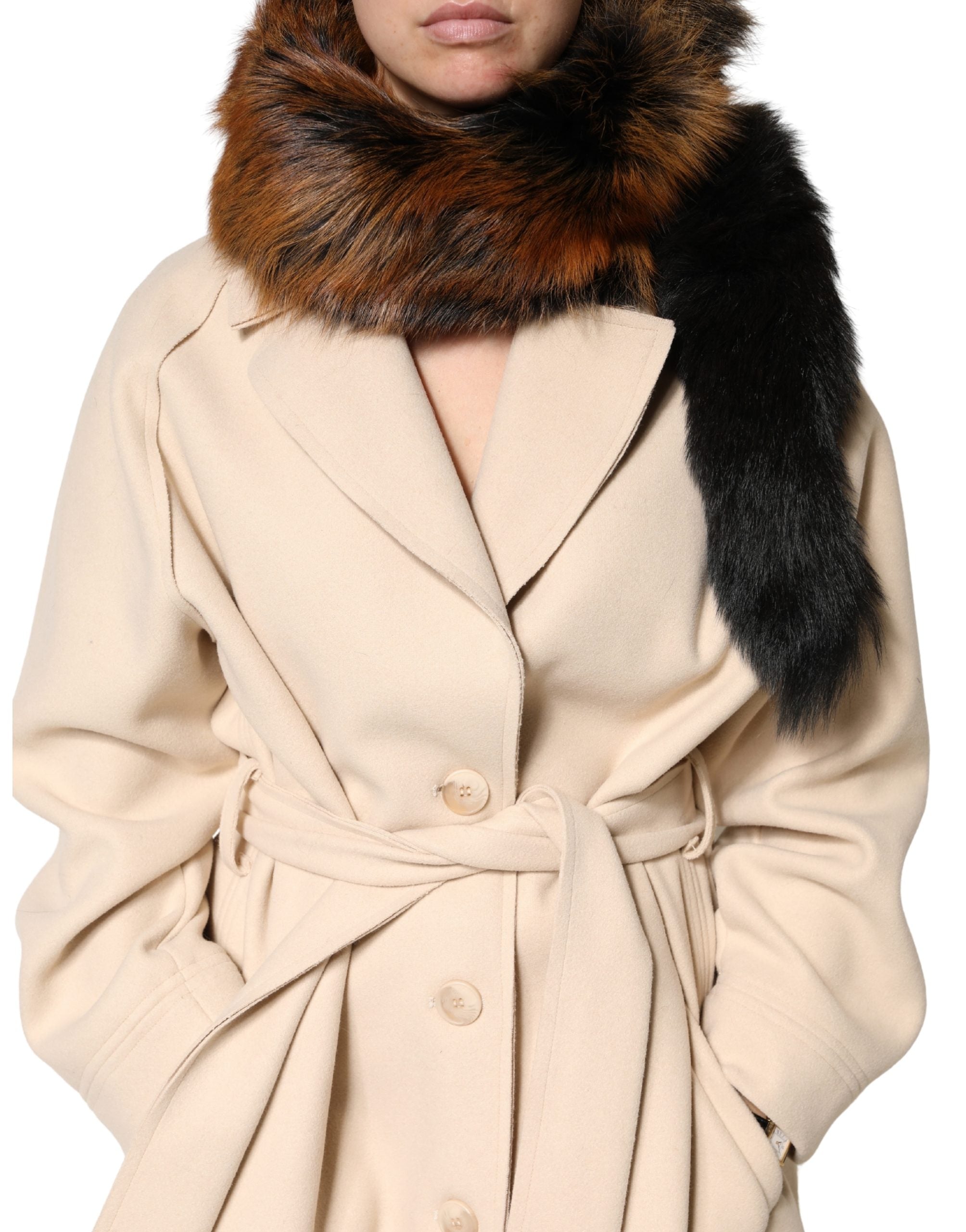 Dolce & Gabbana Brown Red Fox Fur Neck Warmer Winter Women's Scarf