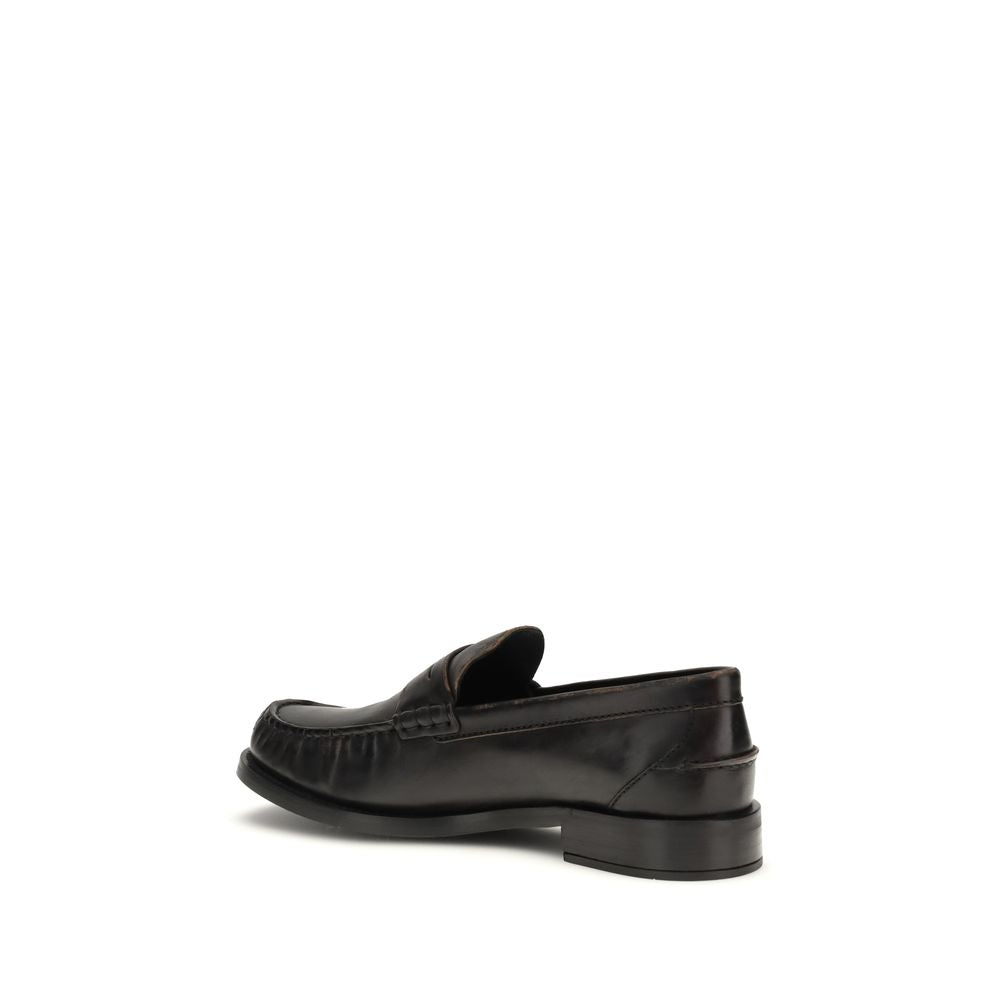 Prada Black Calf Leather Bos Taurus Slip-On Women's Loafers