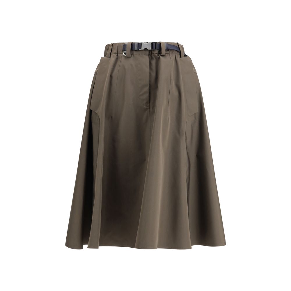 Prada Bicolor Recycled Polyester Midi Women's Skirt