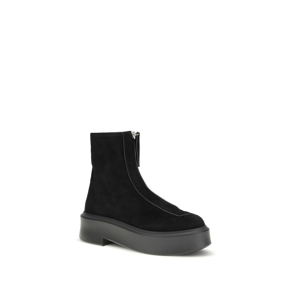The Row Black Calf Leather Bos Taurus Lace-Up Women's Boots