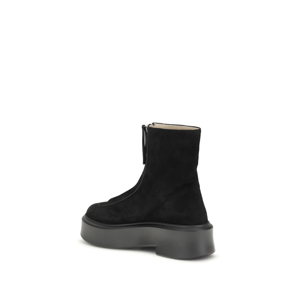 The Row Black Calf Leather Bos Taurus Lace-Up Women's Boots