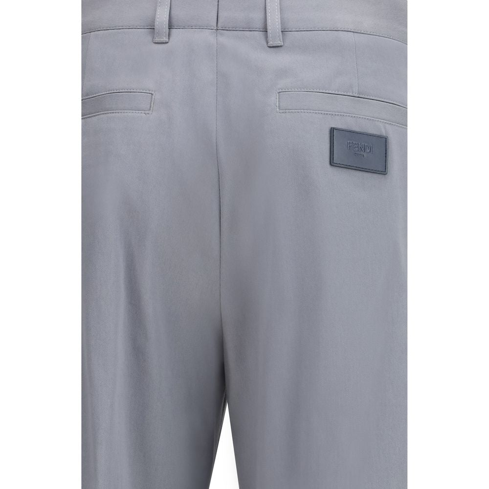 Fendi Gray Cotton Casual Men's Pants