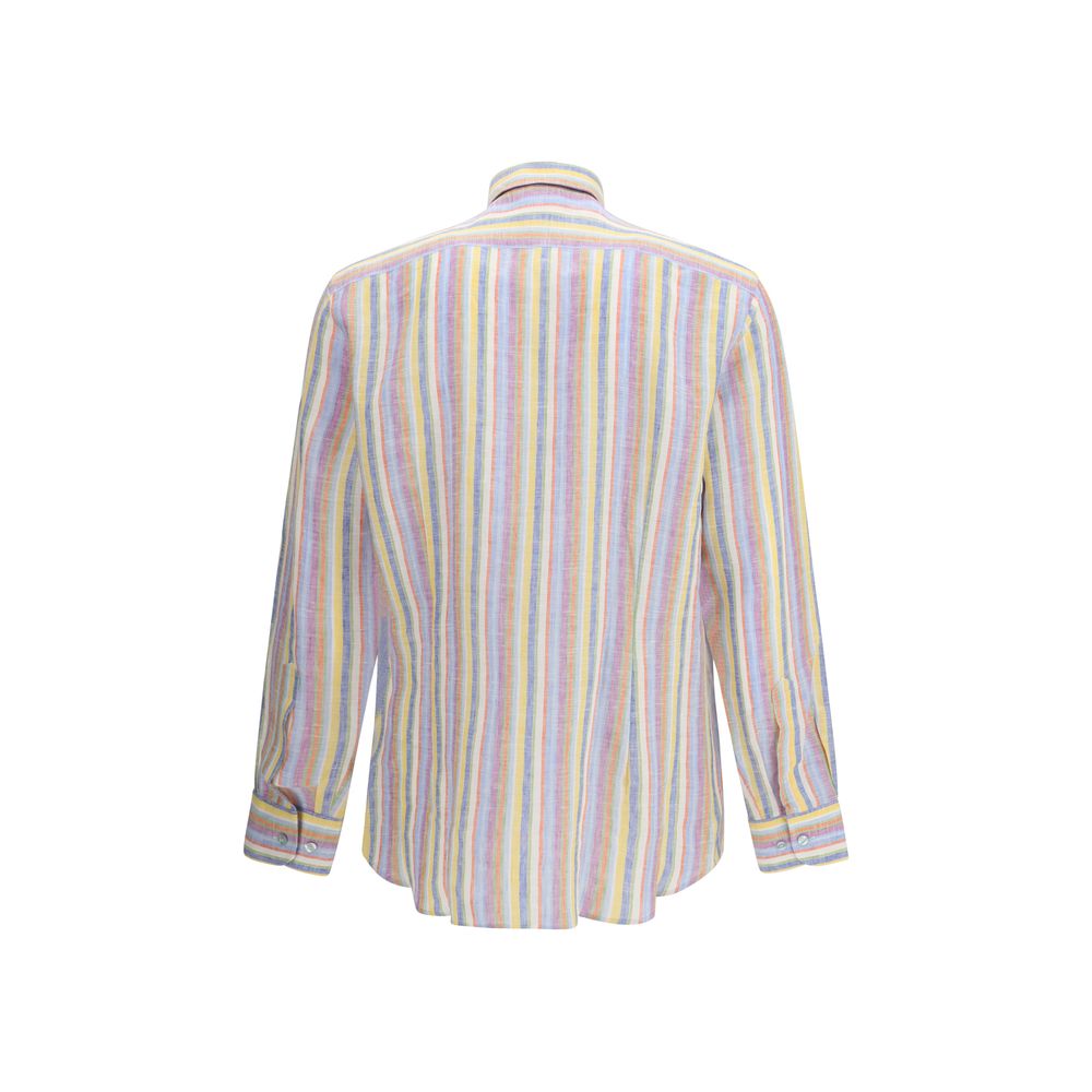 Etro Multicolor Linen Pattern Men's Shirt