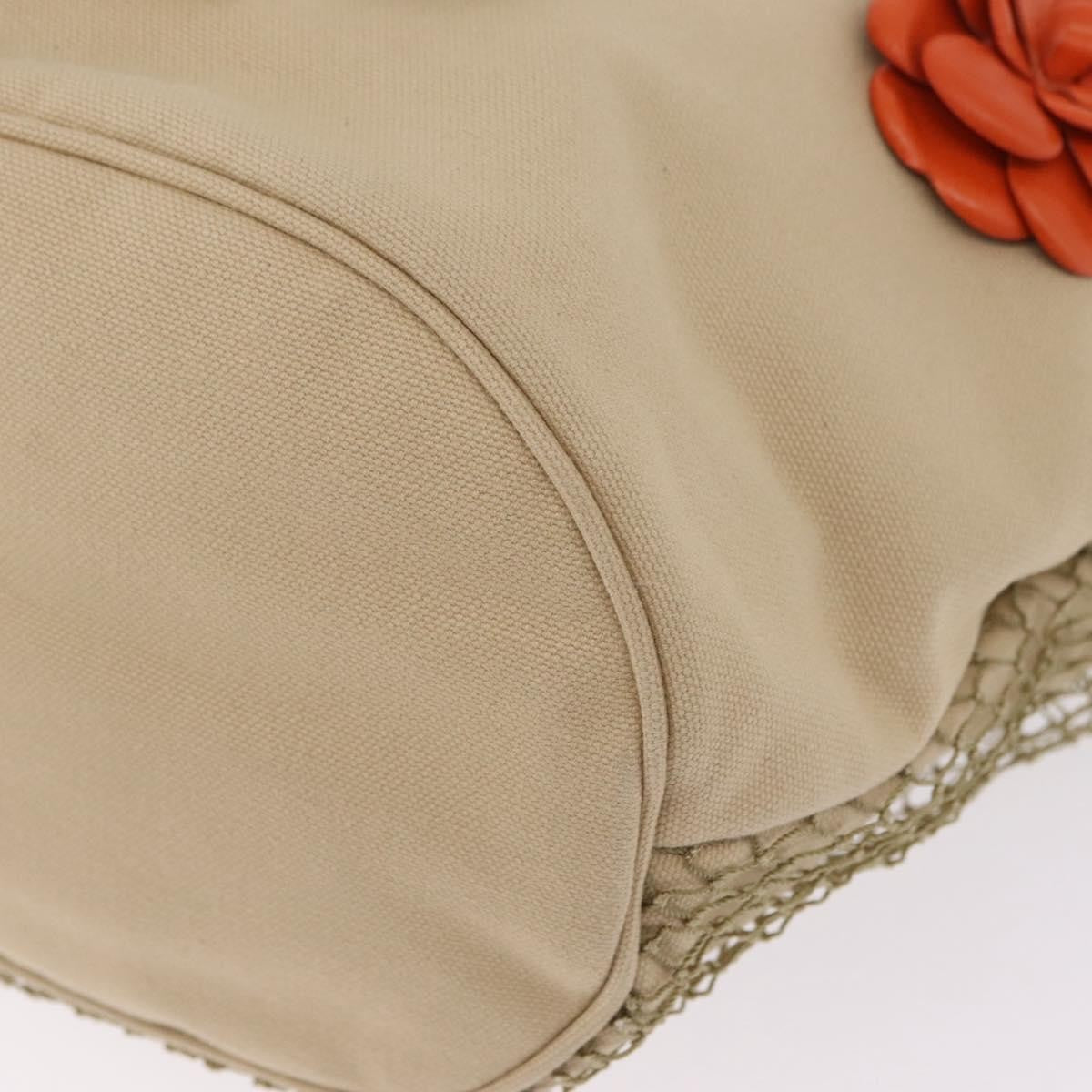 Chanel Camellia Flower Tote Canvas Beige Canvas Tote Bag Bag (Pre-Owned)