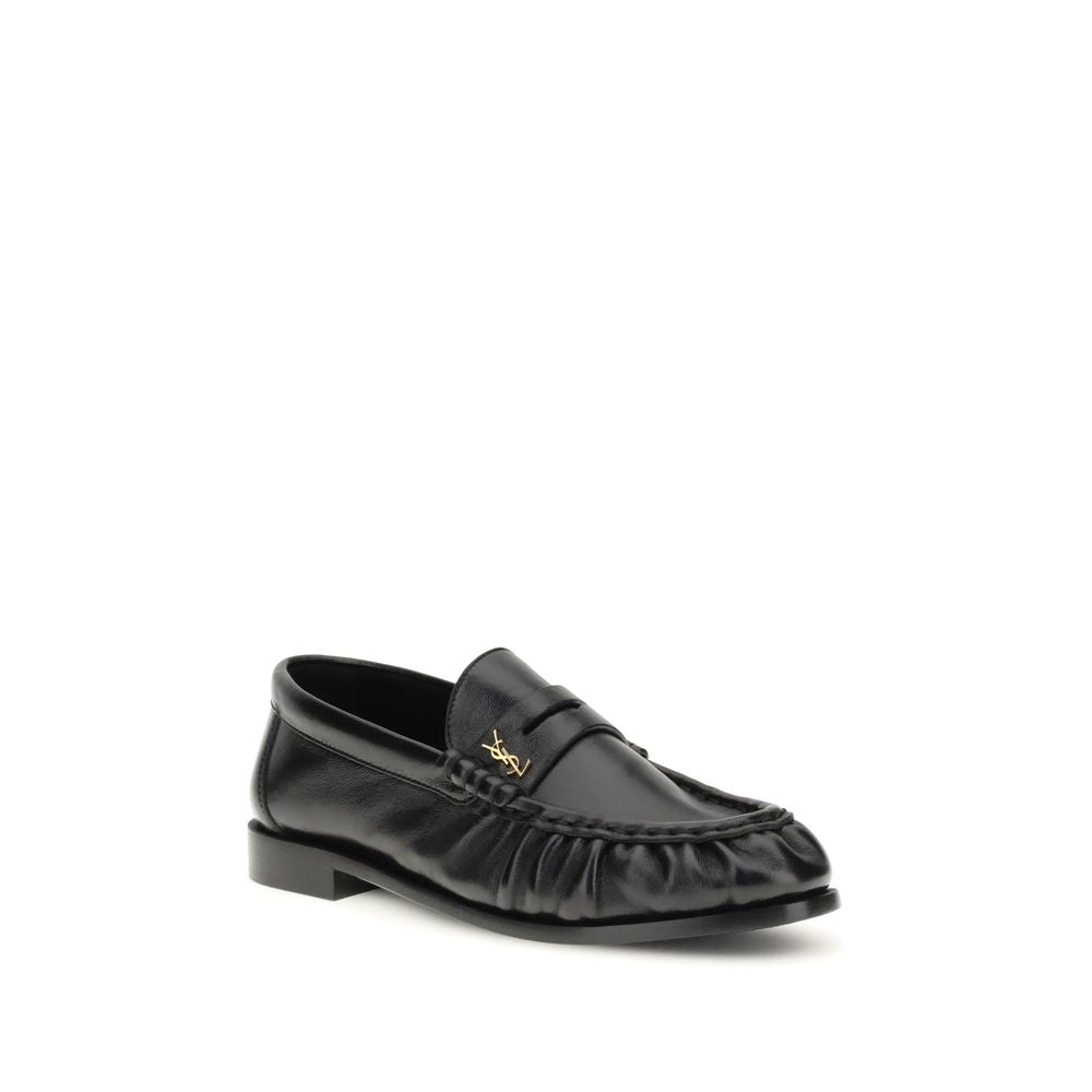 Saint Laurent Black Lamb Ovis Aries Aries Slip-On Women's Loafers