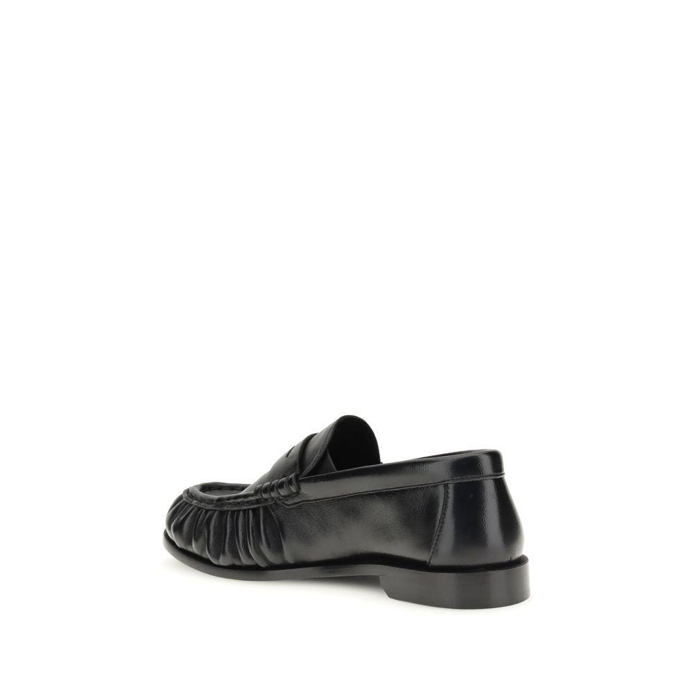 Saint Laurent Black Lamb Ovis Aries Aries Slip-On Women's Loafers