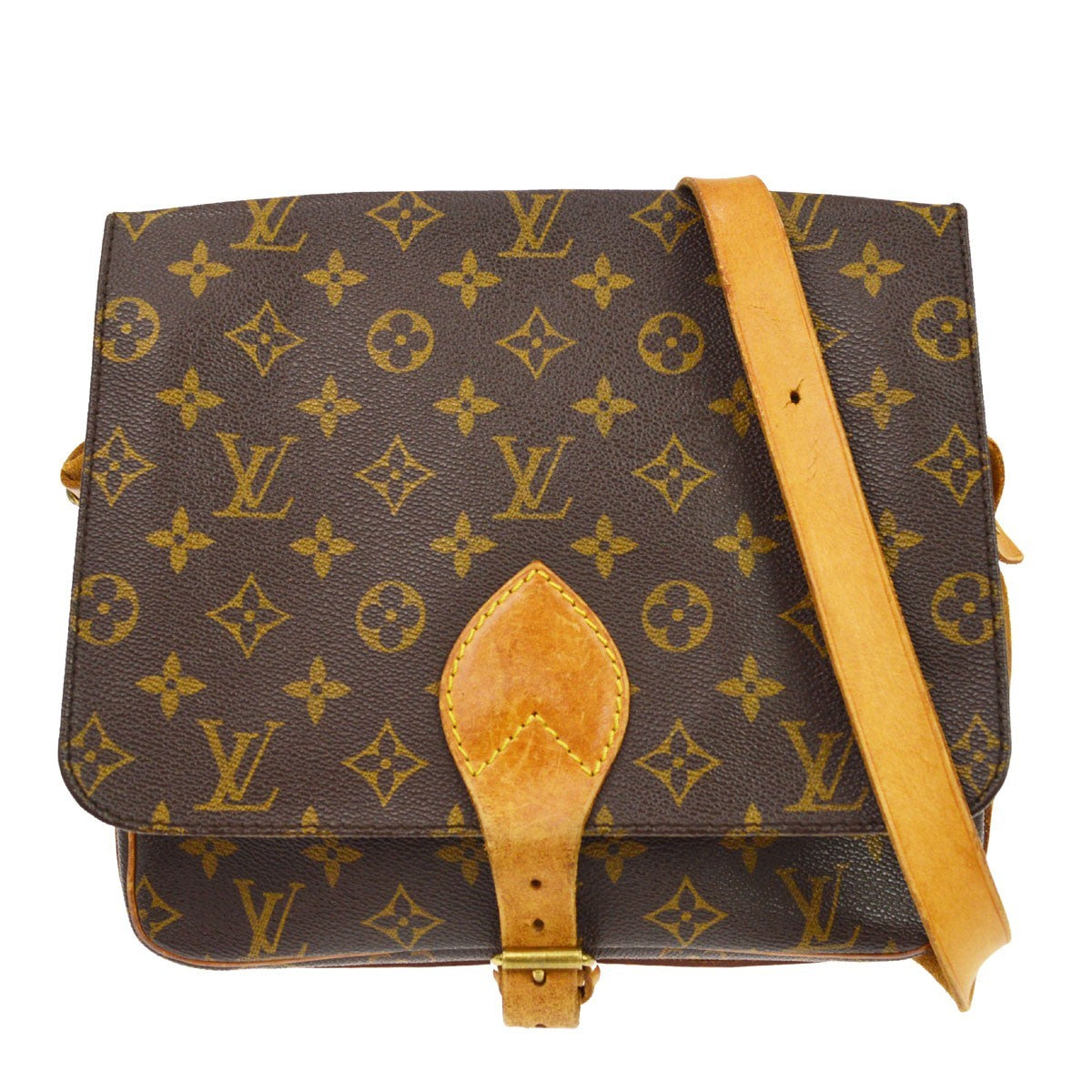 Louis Vuitton Cartouchiere Monogram Canvas Brown Canvas Handbag (Pre-Owned)