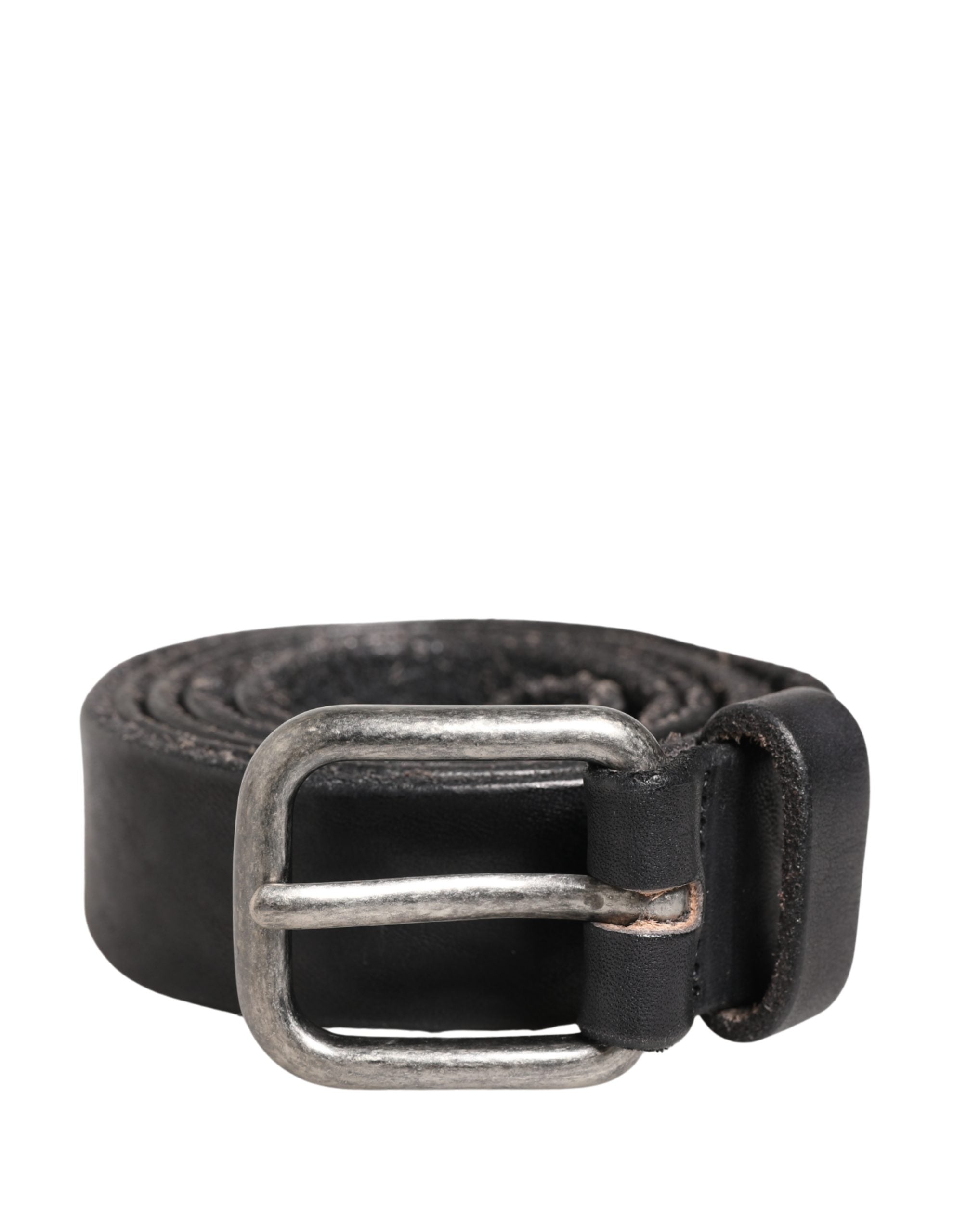 Daniele Alessandrini Men Black Leather Metal Buckle Men's Belt