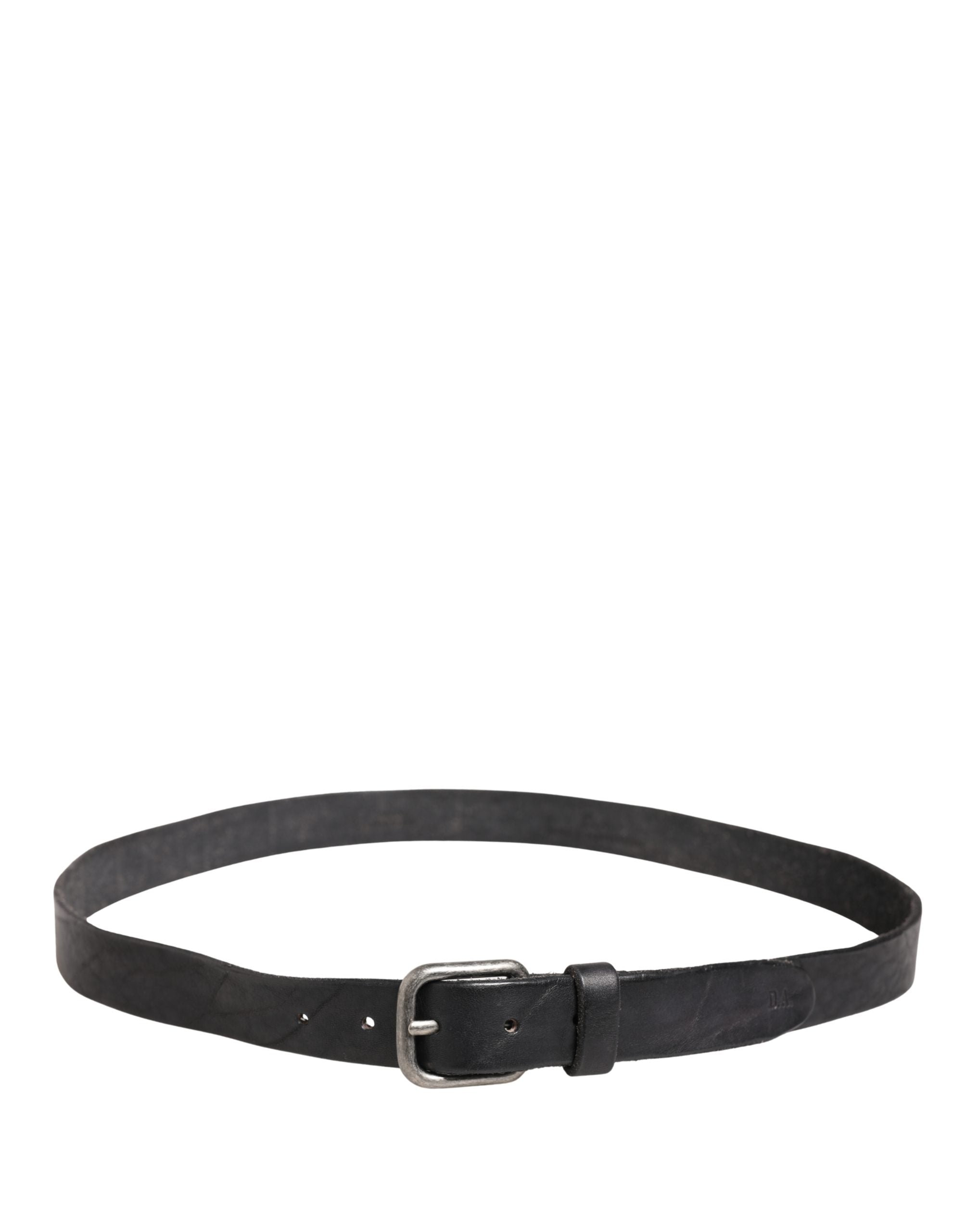 Daniele Alessandrini Men Black Leather Metal Buckle Men's Belt