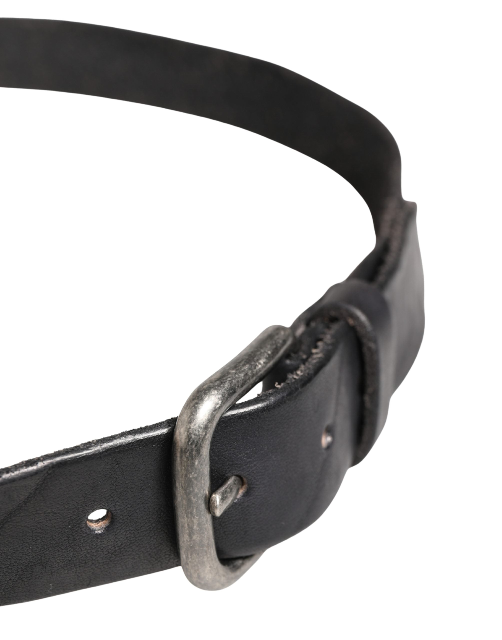 Daniele Alessandrini Men Black Leather Metal Buckle Men's Belt