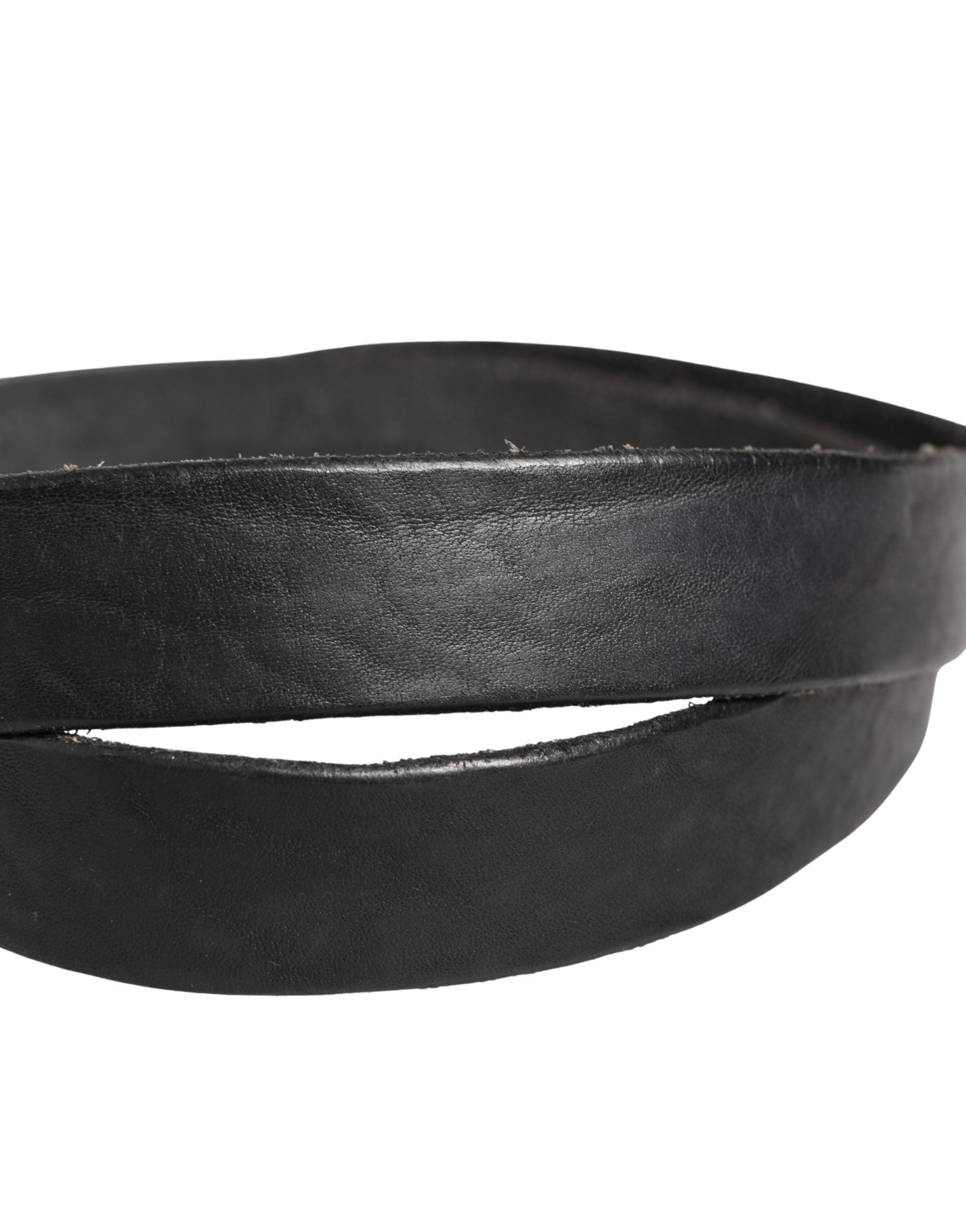 Daniele Alessandrini Men Black Leather Metal Buckle Men's Belt