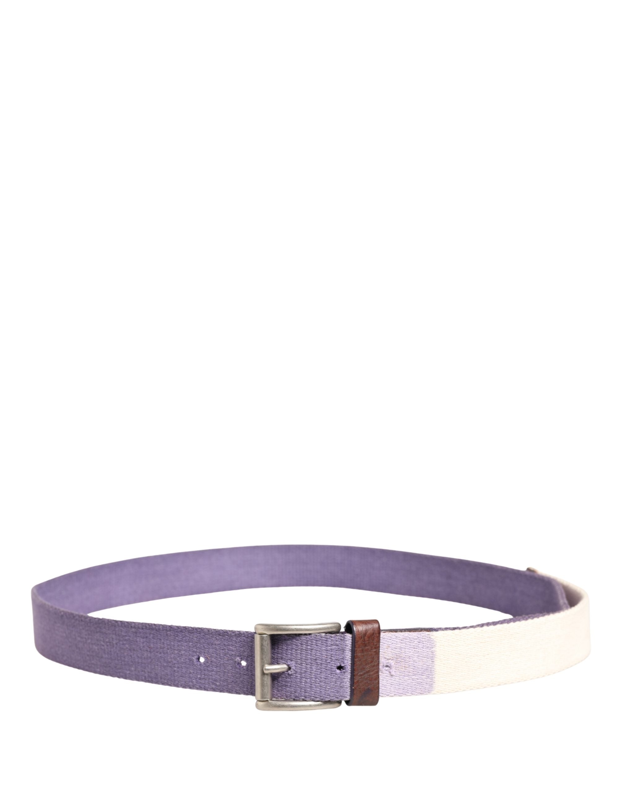 Ermanno Scervino Men Purple Canvas Silver Metal Buckle Men's Belt (Pre-Owned)