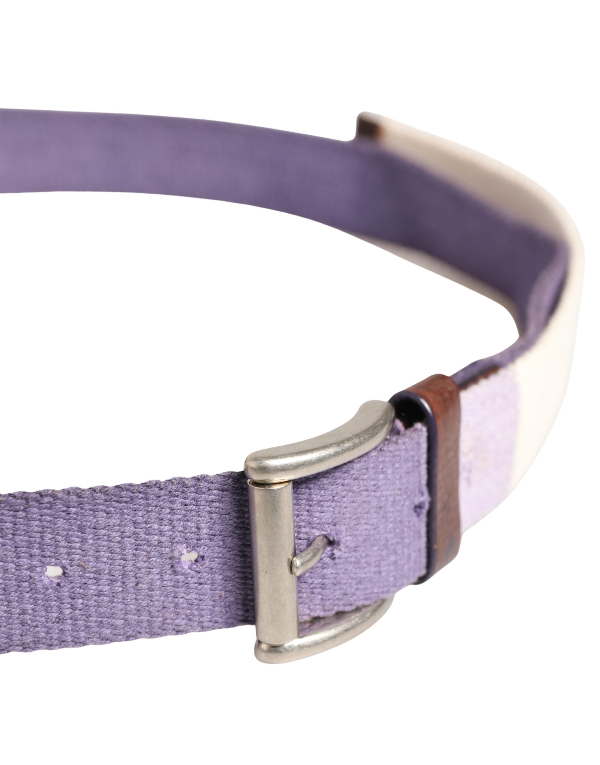 Ermanno Scervino Men Purple Canvas Silver Metal Buckle Men's Belt (Pre-Owned)