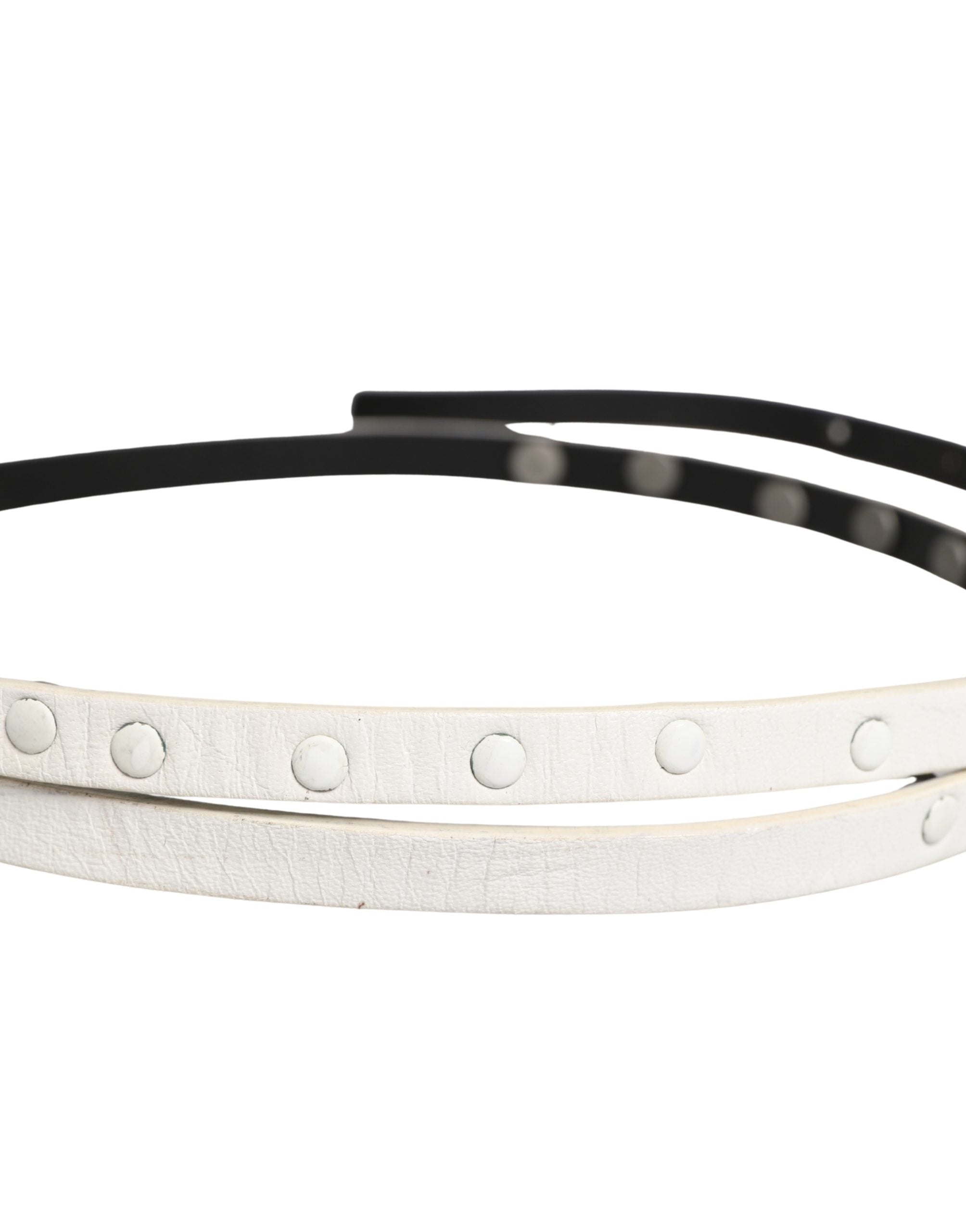 Costume National White Leather Studded Cintura Men's Belt