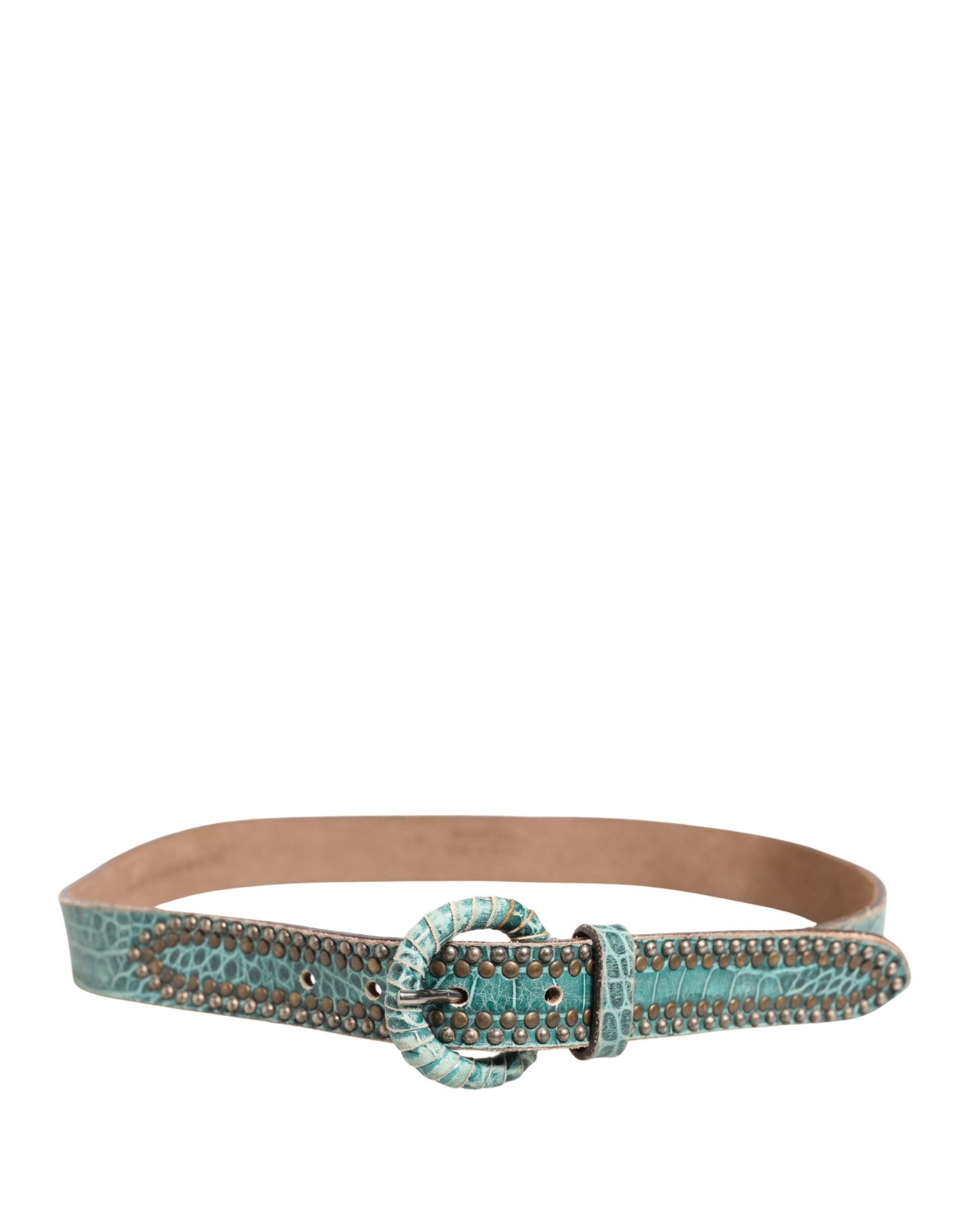 Scervino Street Women Green Leather Croco Print Studded Women's Belt
