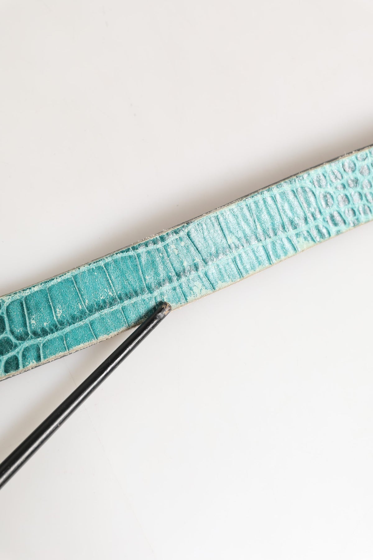 Scervino Street Women Green Leather Croco Print Studded Women's Belt (Pre-Owned)