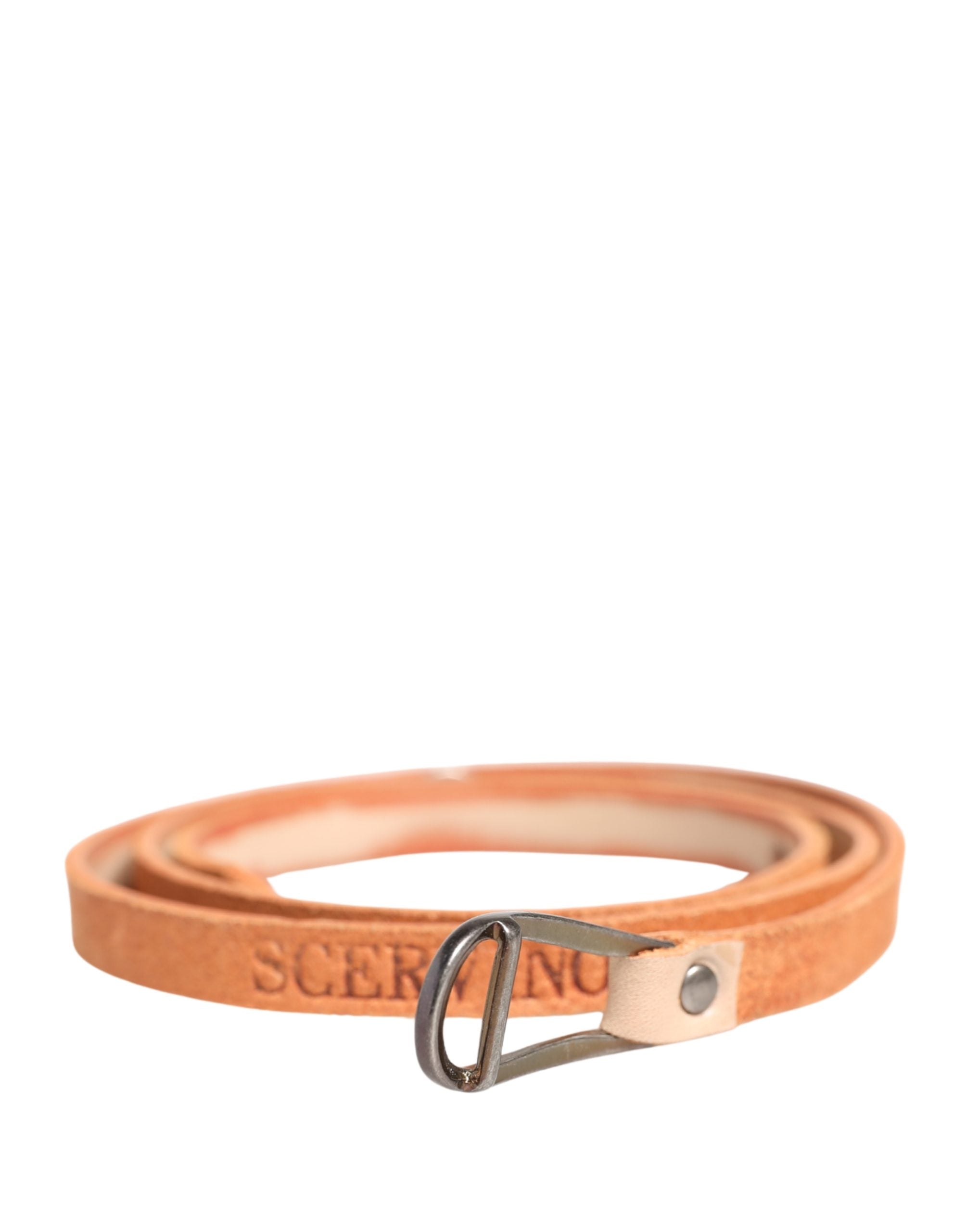Scervino Street Women Orange Silver Metal Buckle Skinny Women's Belt (Pre-Owned)