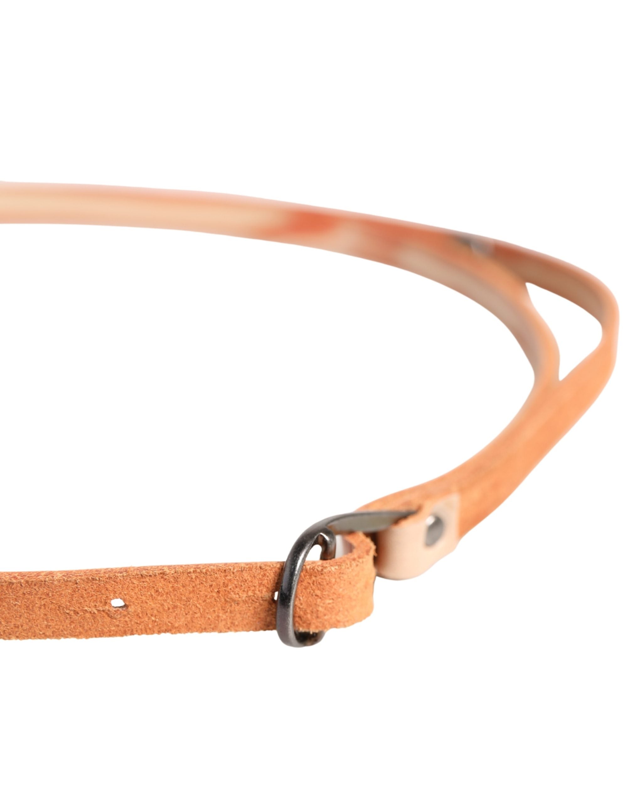 Scervino Street Women Orange Silver Metal Buckle Skinny Women's Belt (Pre-Owned)