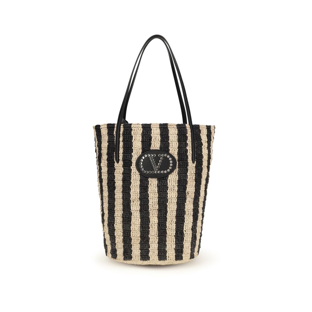 Valentino Garavani Black Raffia Backet Women's Bag