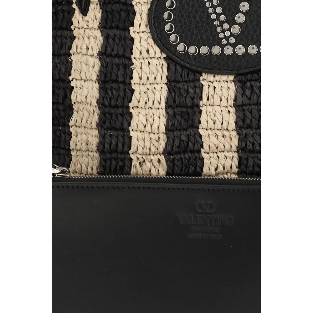 Valentino Garavani Black Raffia Backet Women's Bag