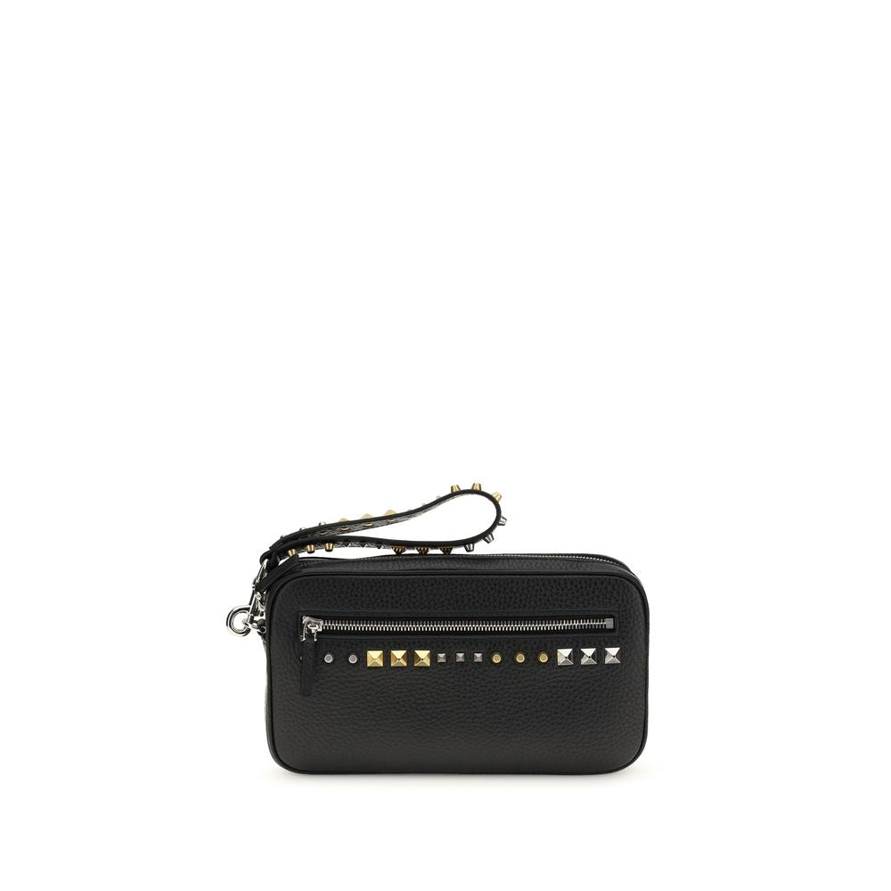 Valentino Garavani Black Calf Leather Bos Taurus Men's Accessories